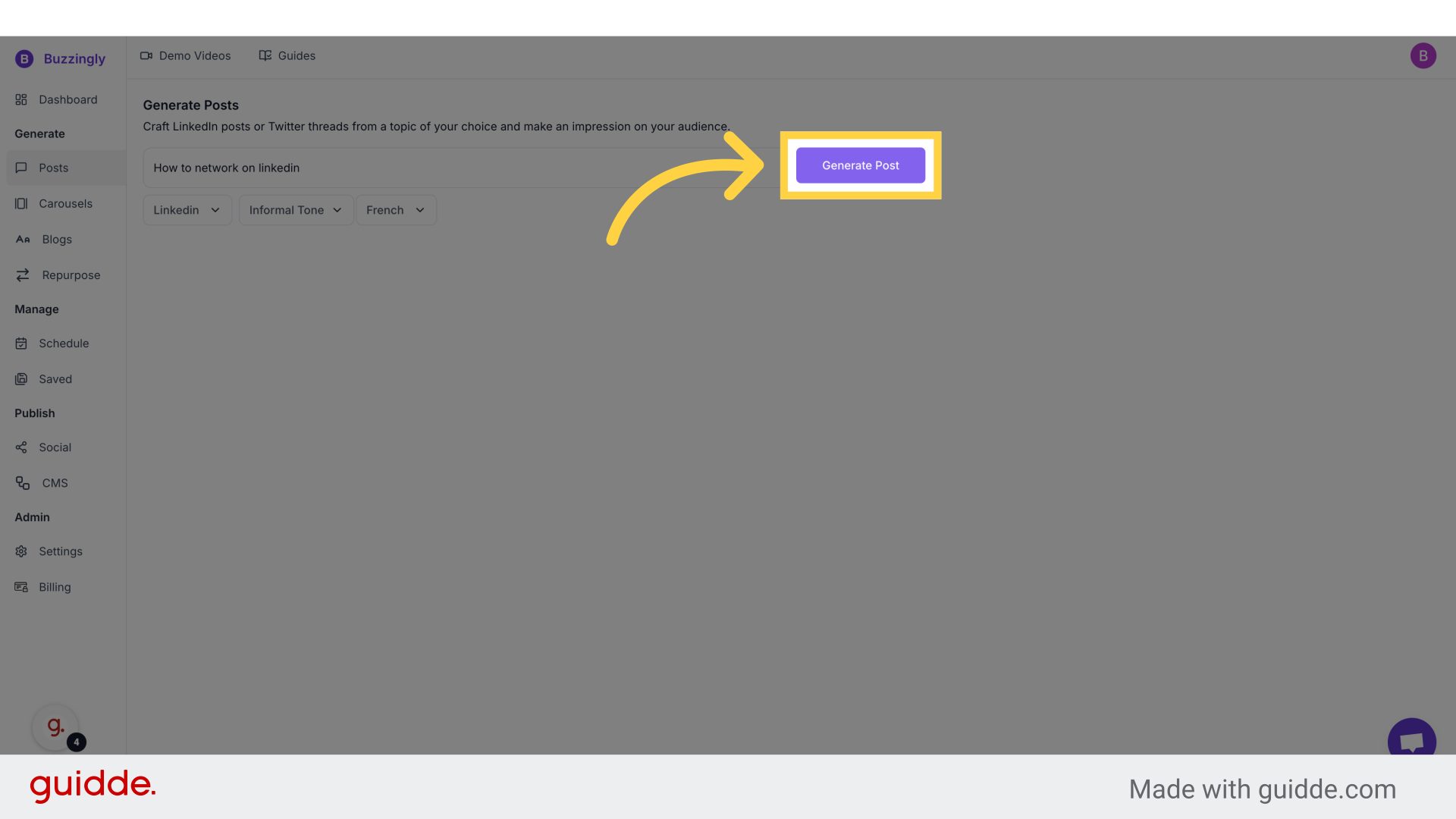 Click 'Generate Post'
