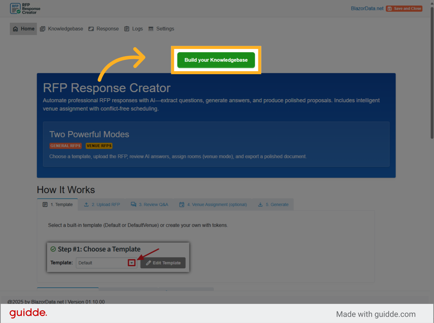 Click Build Knowledgebase