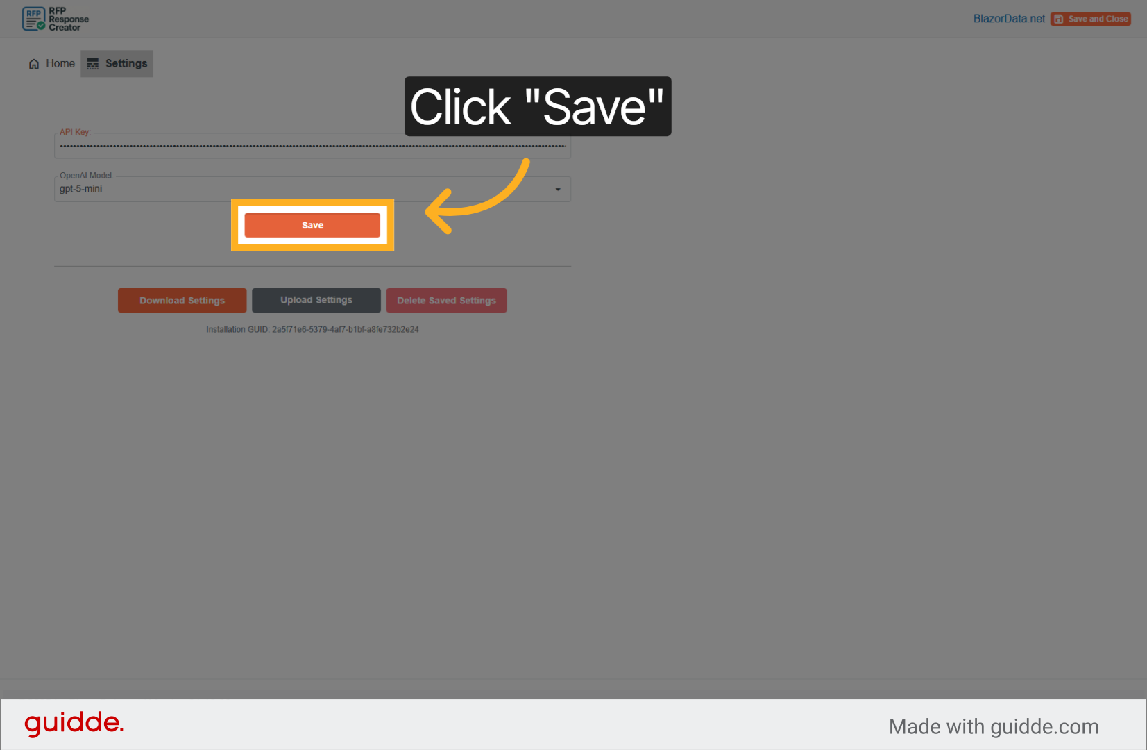 Save the key