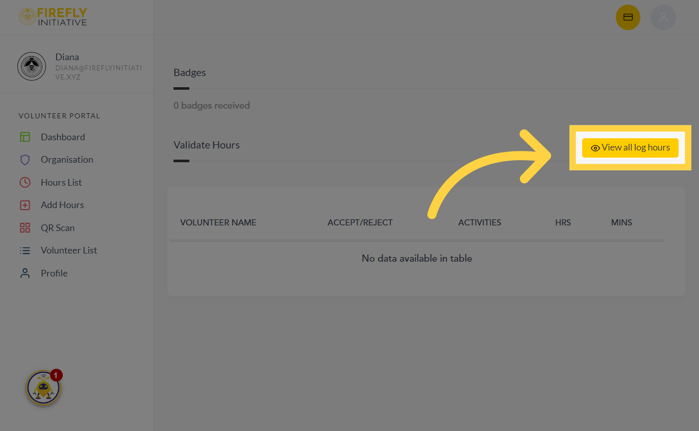 Click 'View all log hours'