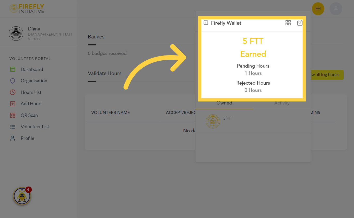 Navigate to your Firefly wallet