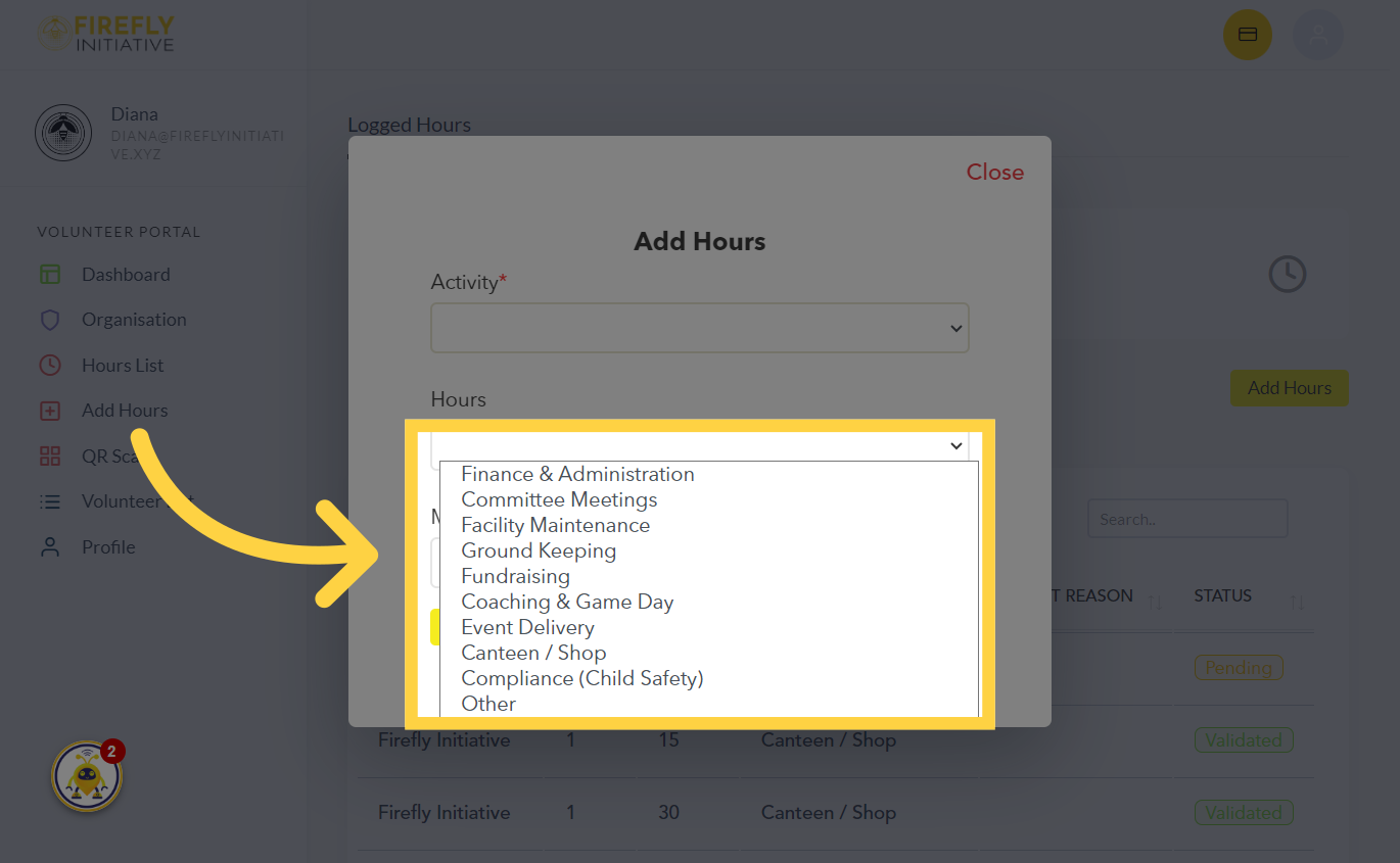 Choose from the available options listed below
