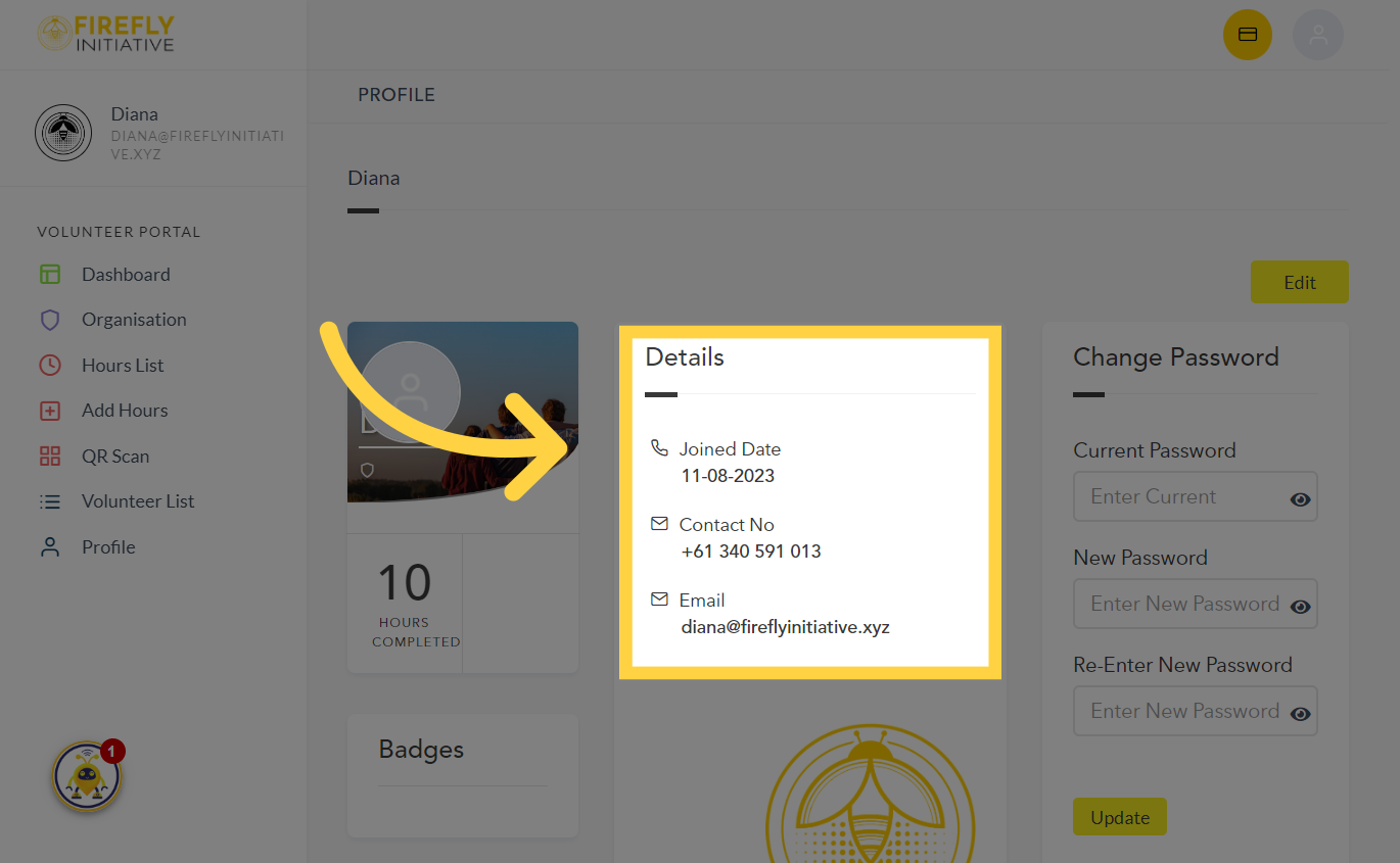 Navigate to your profile details