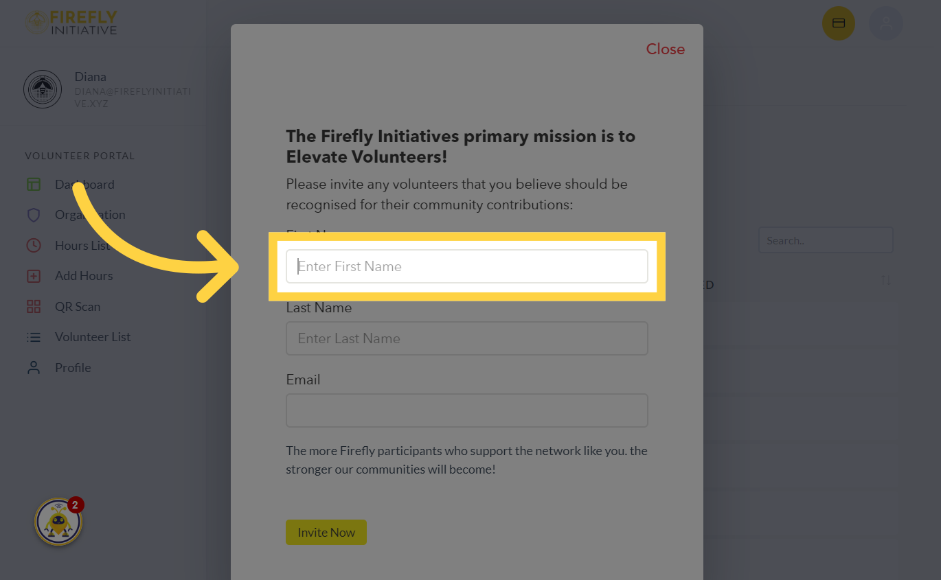 Click 'Enter First Name'