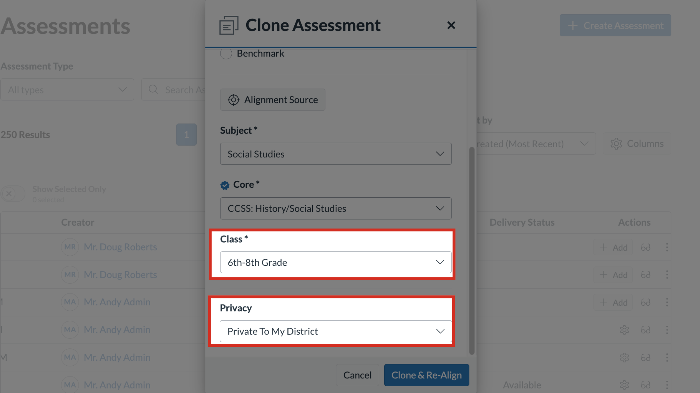 Select Class and Privacy