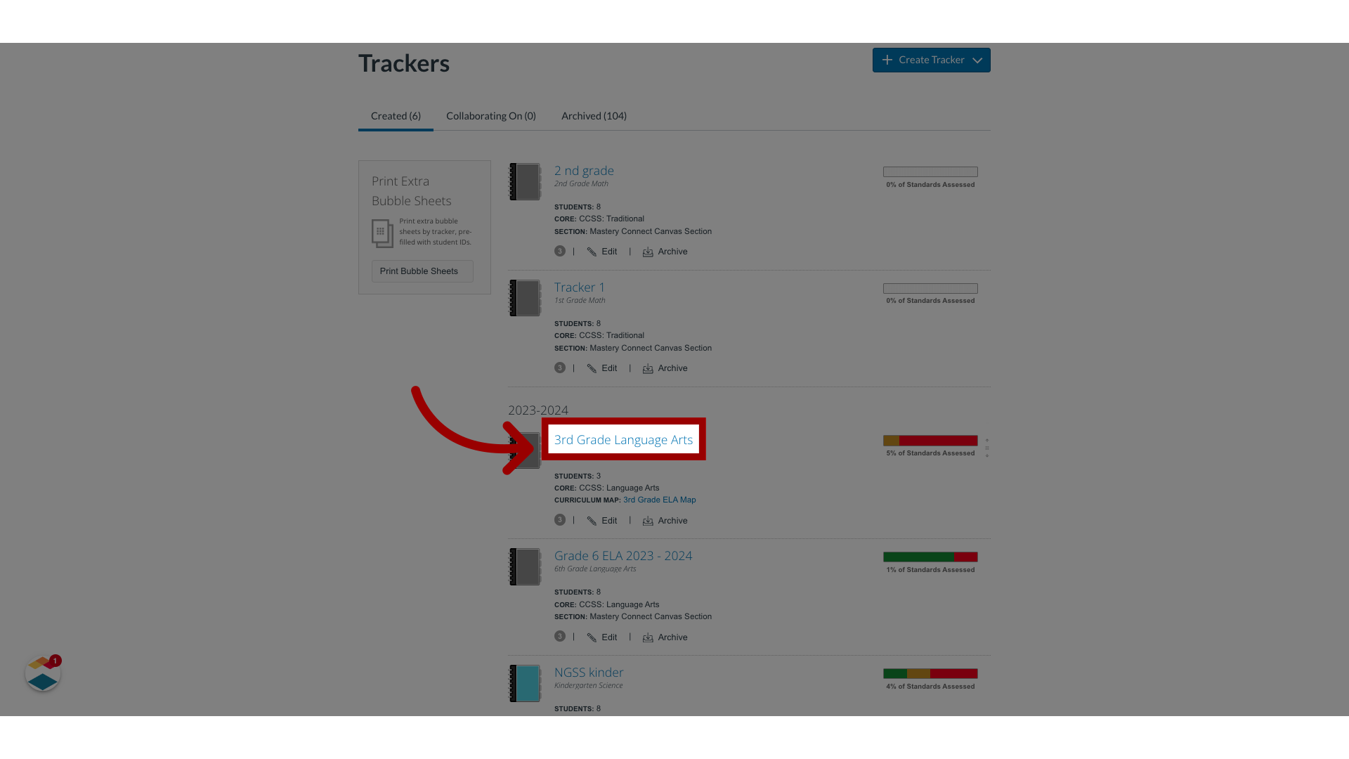Click a Tracker Name