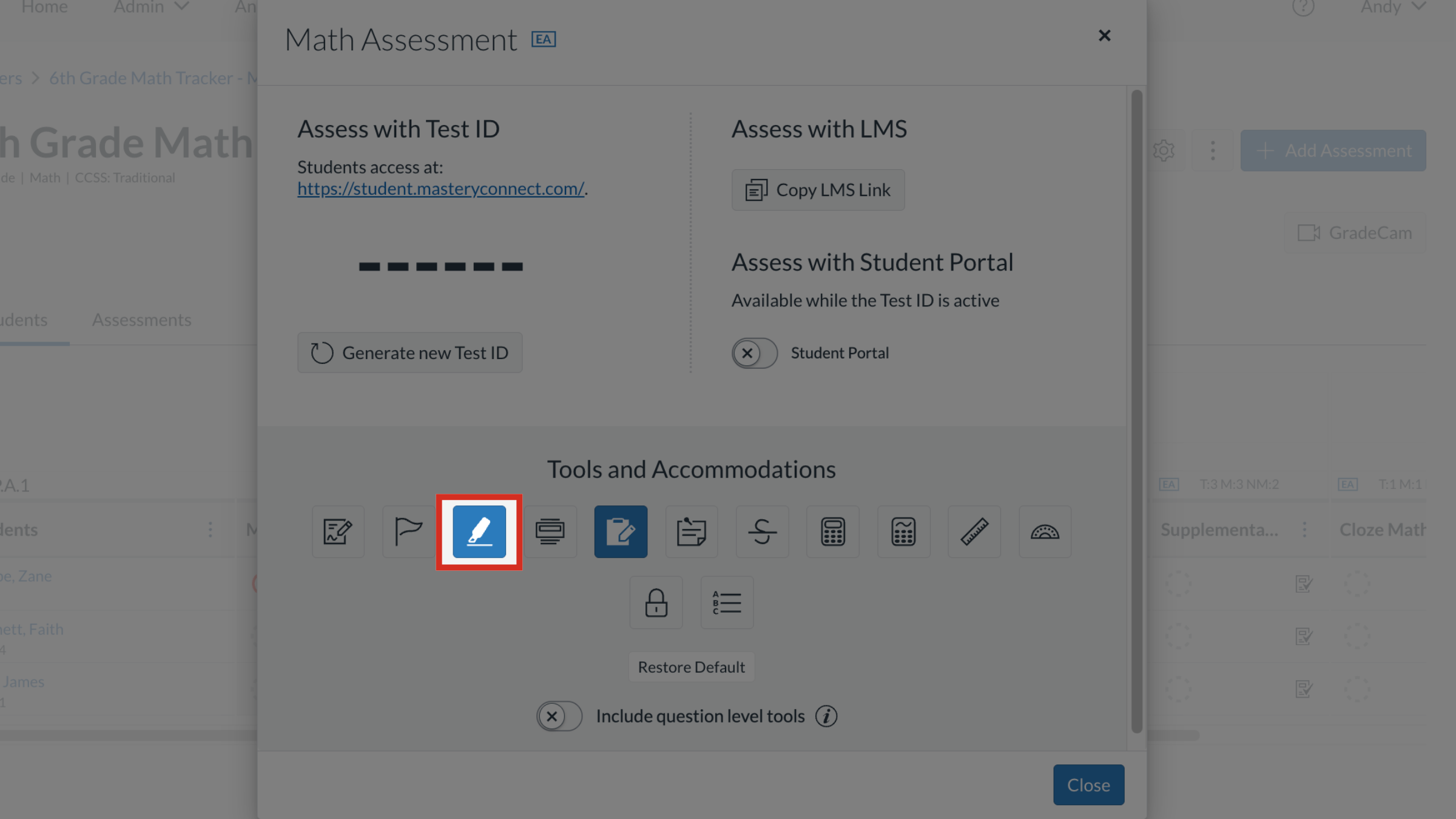 Select Tools and Accommodations