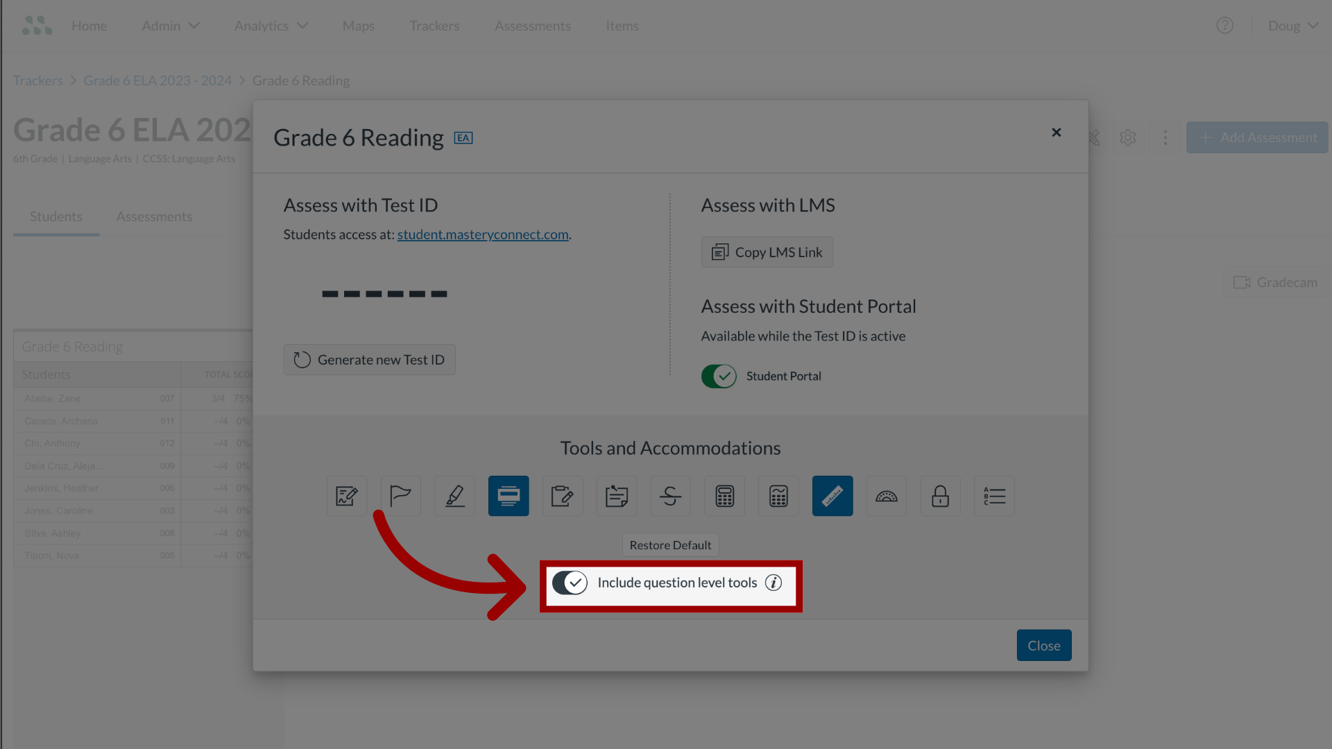 View Include Question Level Tools