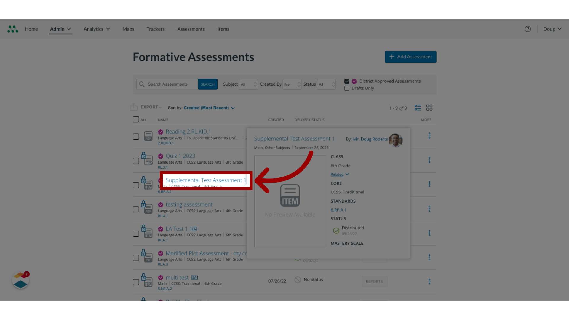 Click Assessment Name