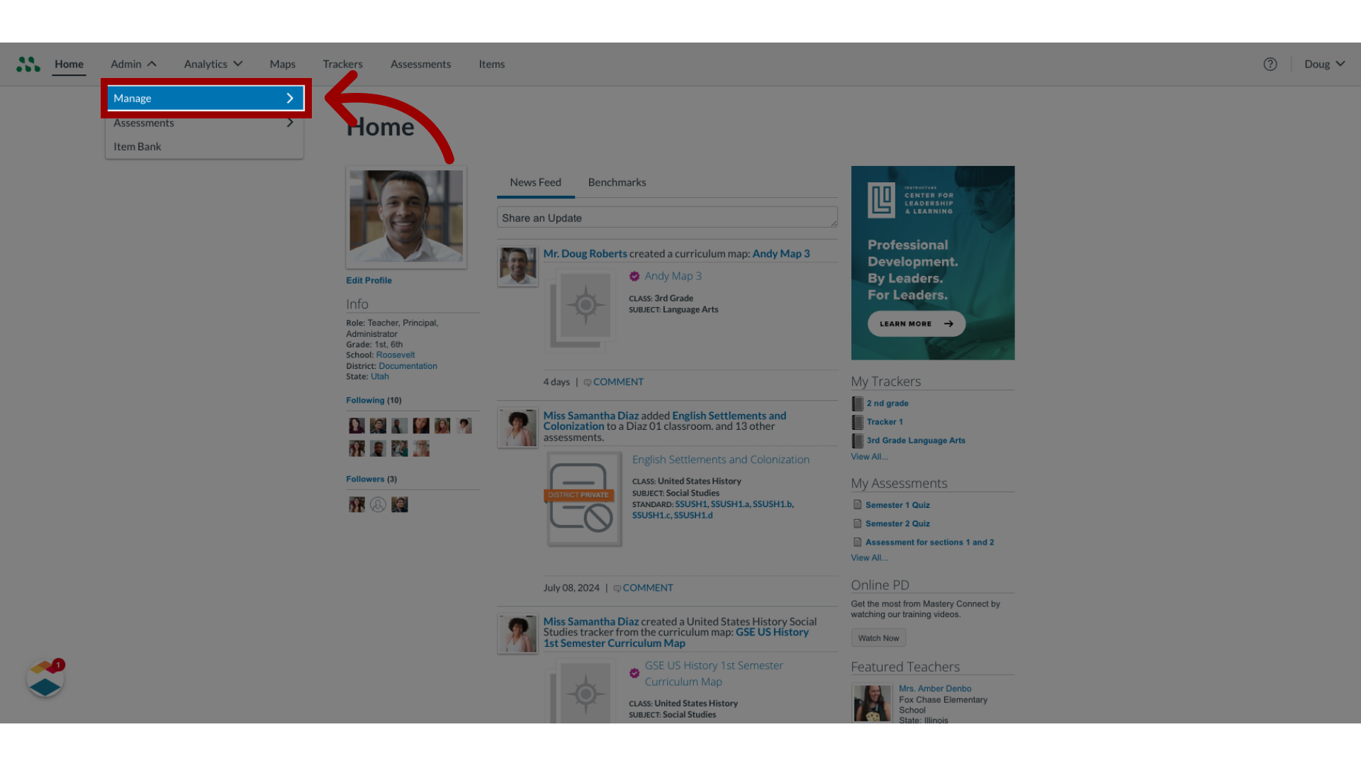 Open Manage Menu