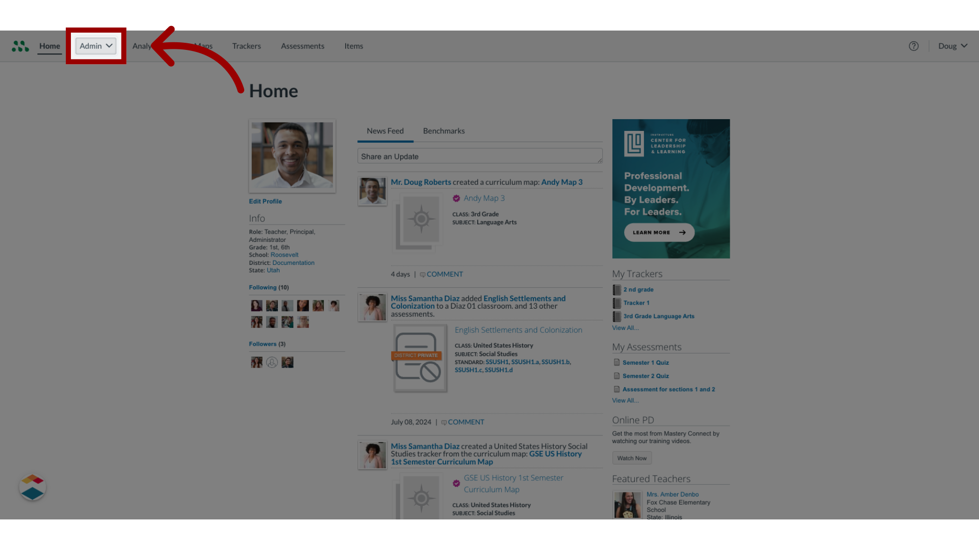 Open Admin Menu