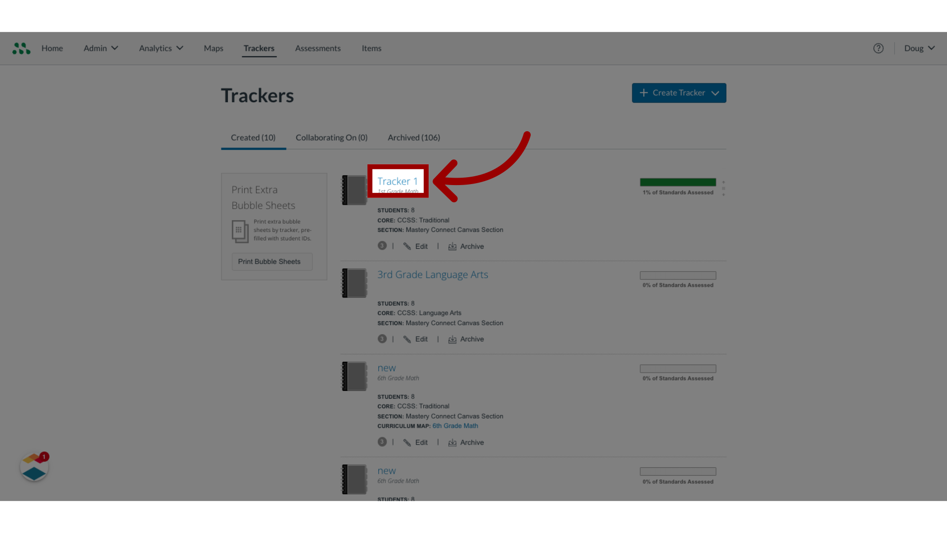 Select Tracker Name Link