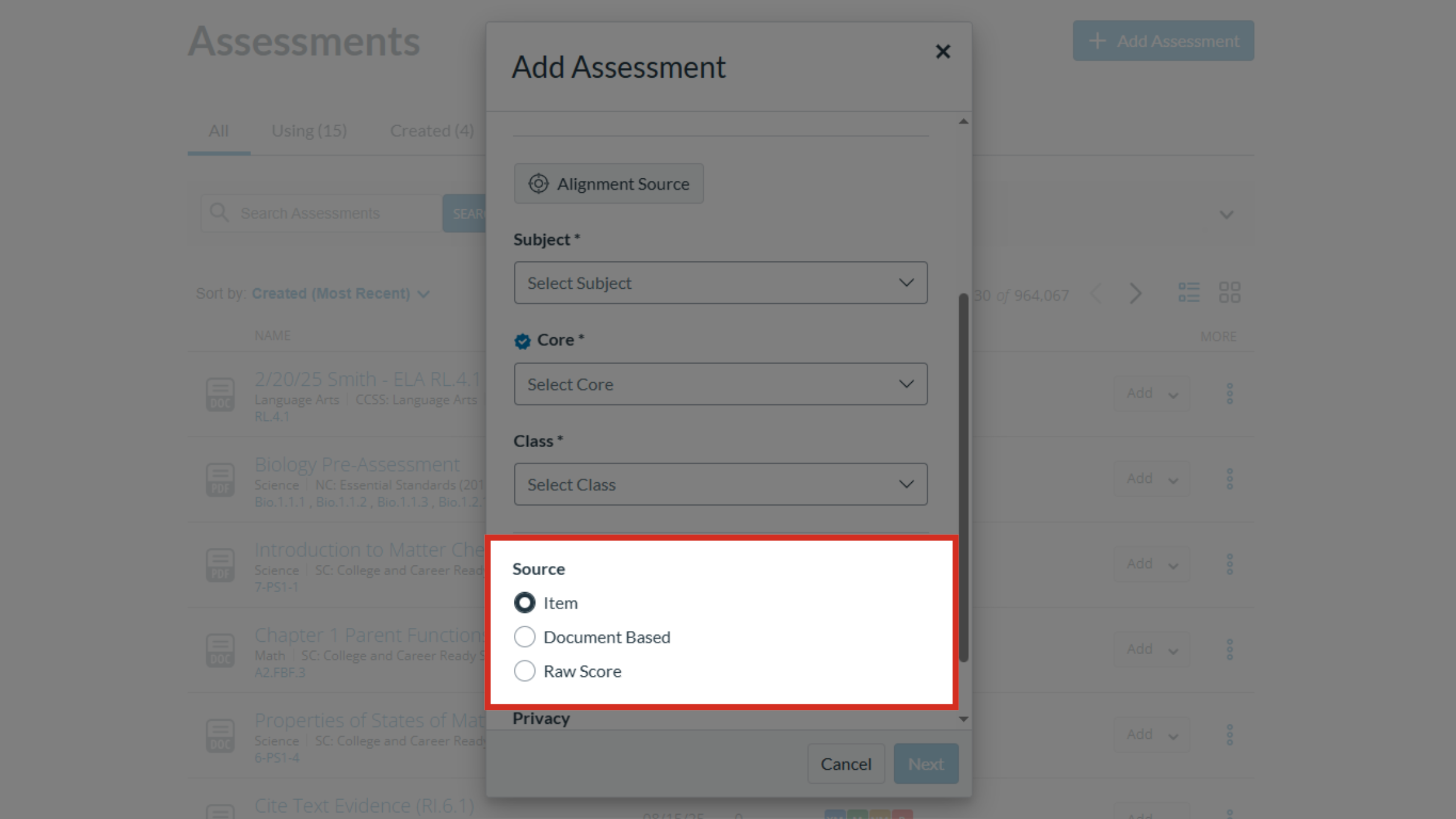 Select a Question Source