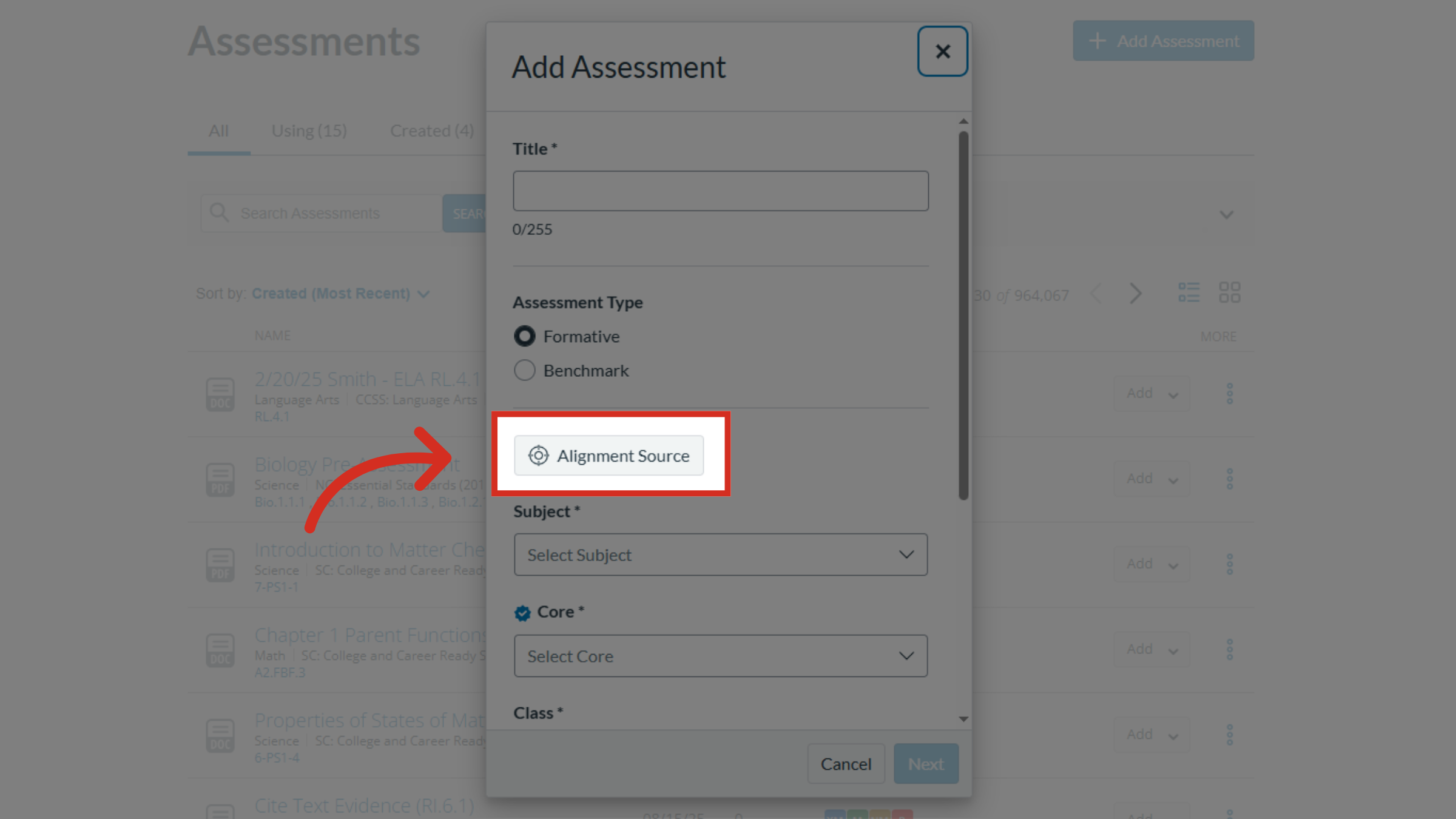 Select Alignment Source