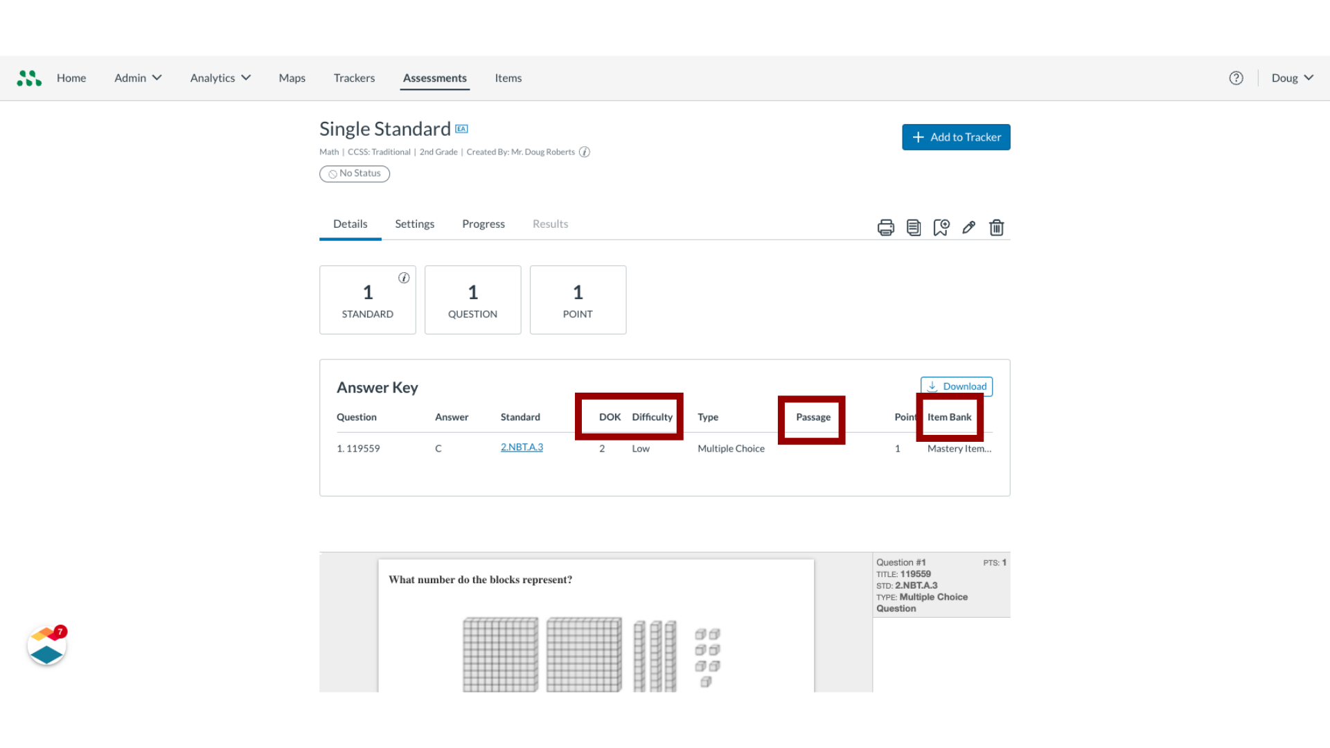 View Item-Based Answer Key 