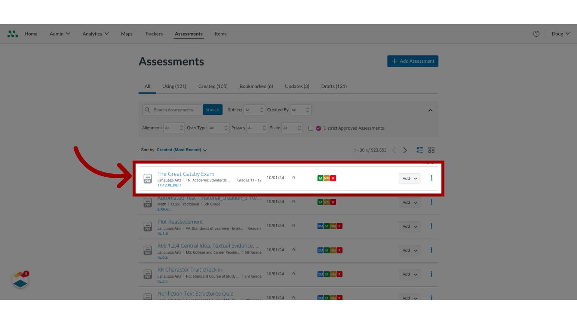 Open Assessment Name