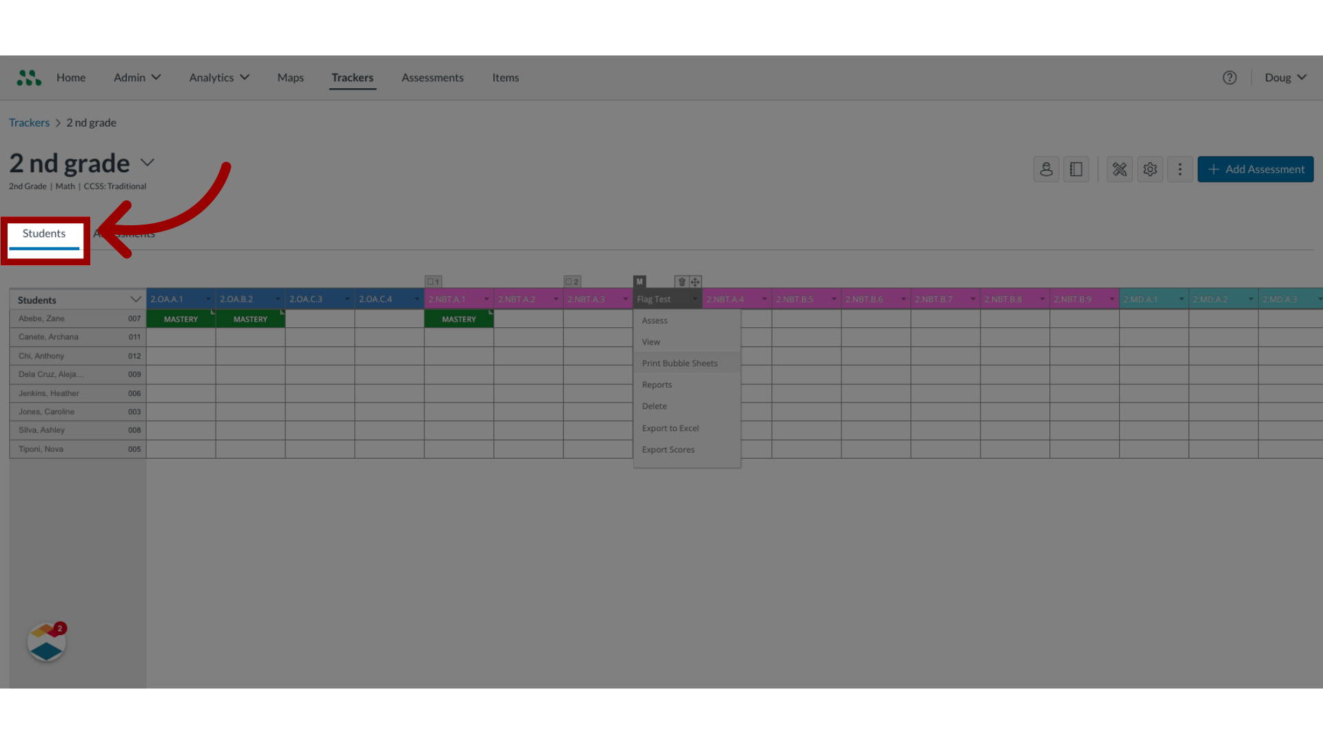 Open Students Tab