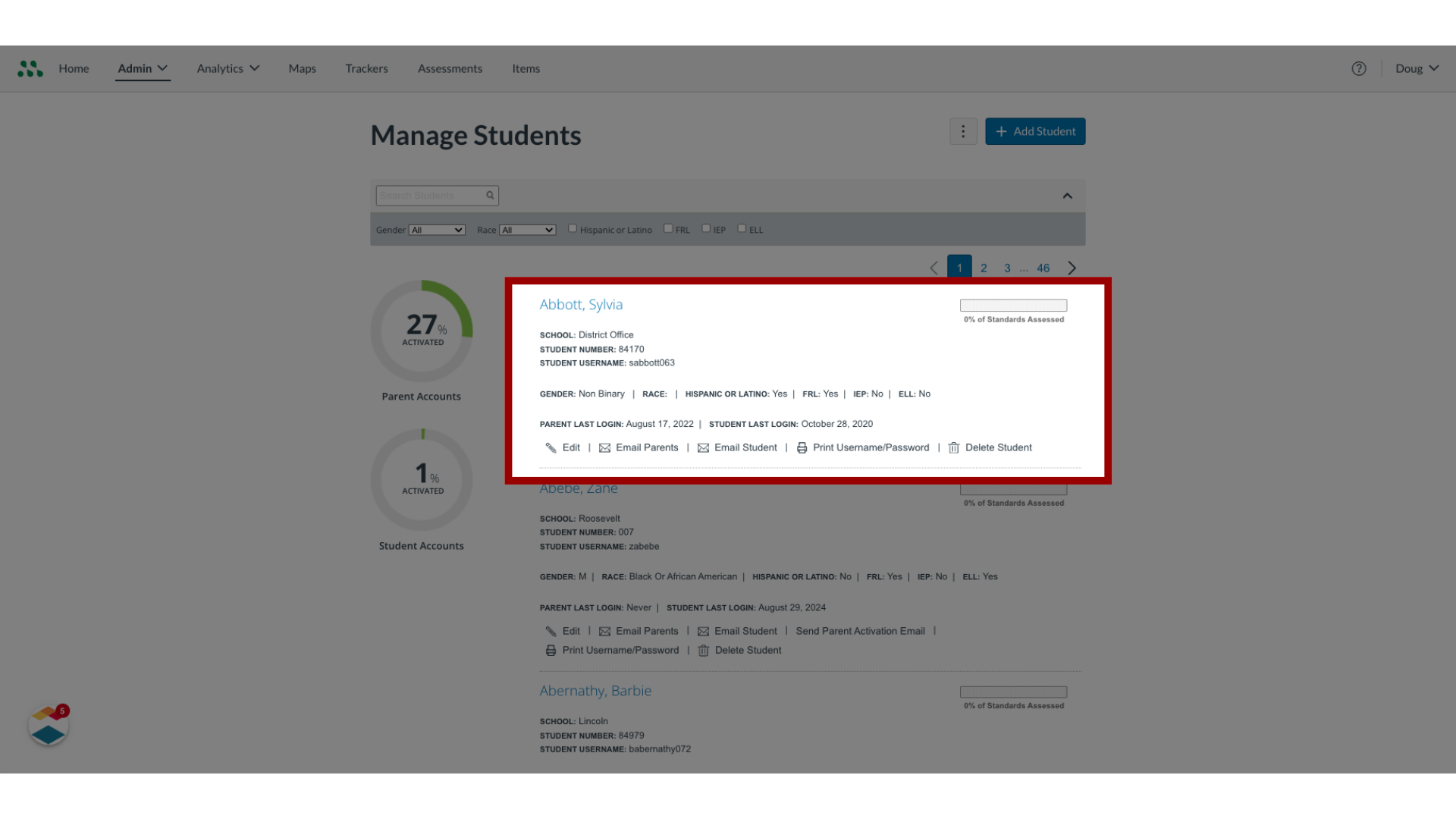 Locate Student Profile 