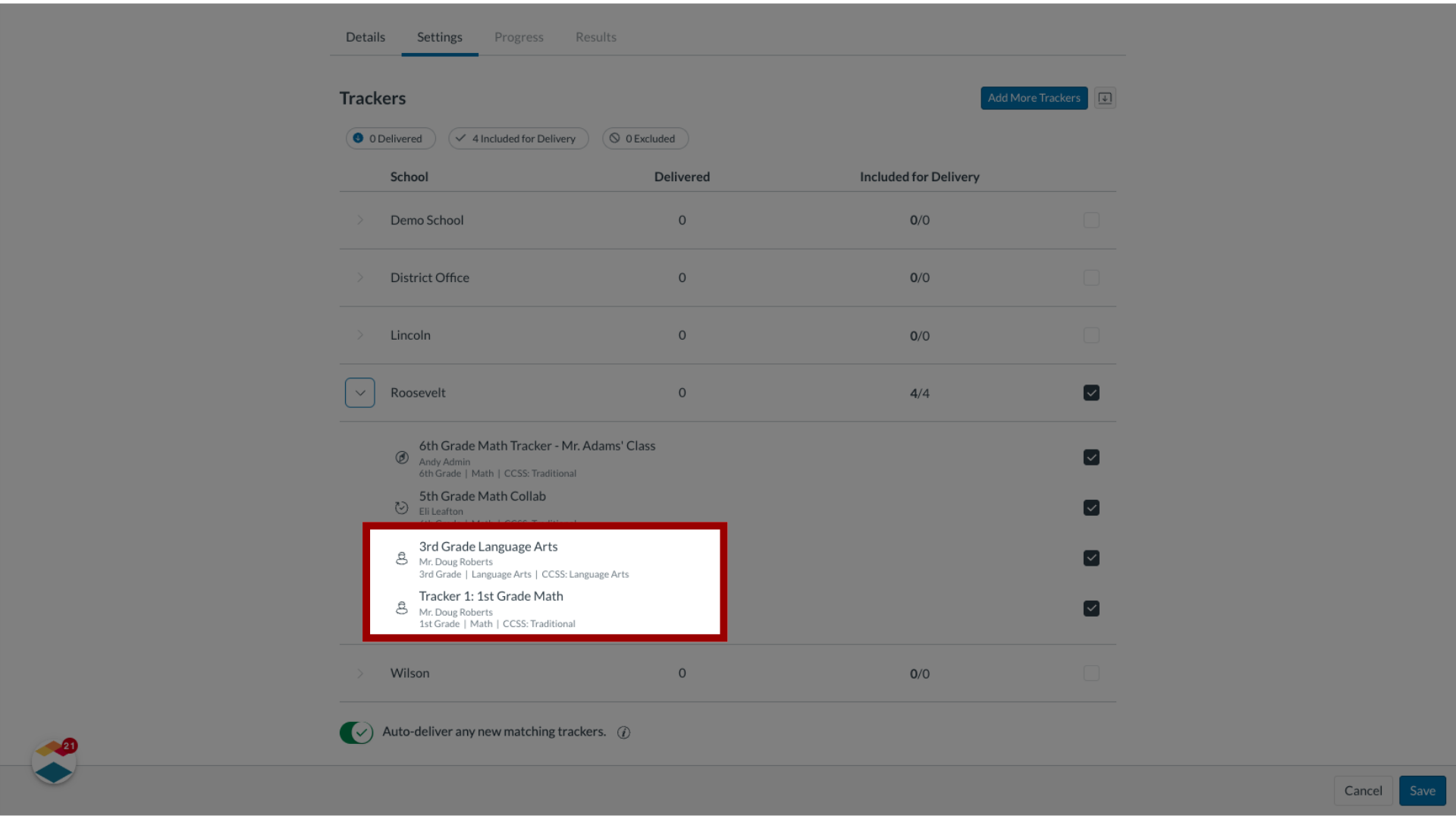 View Manually Added Trackers 