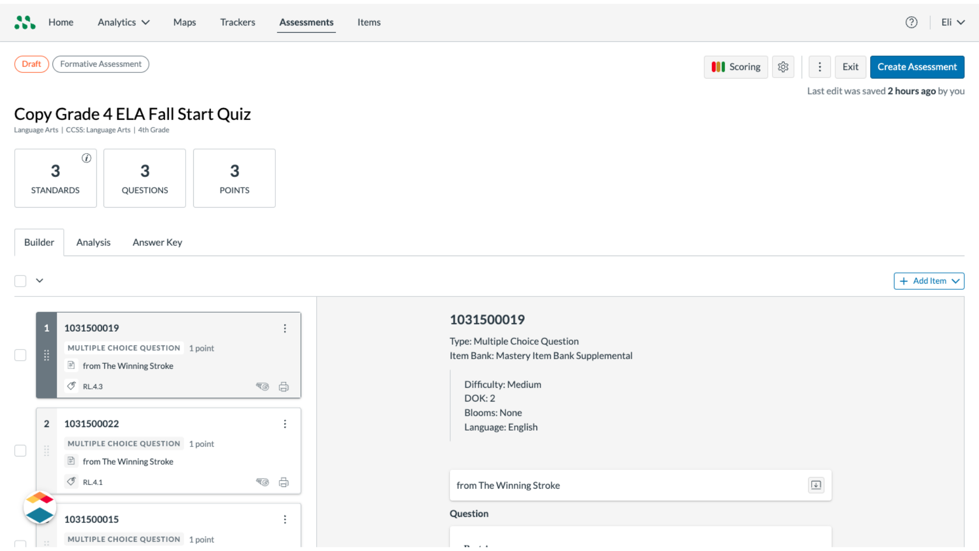 View Assessment Editor