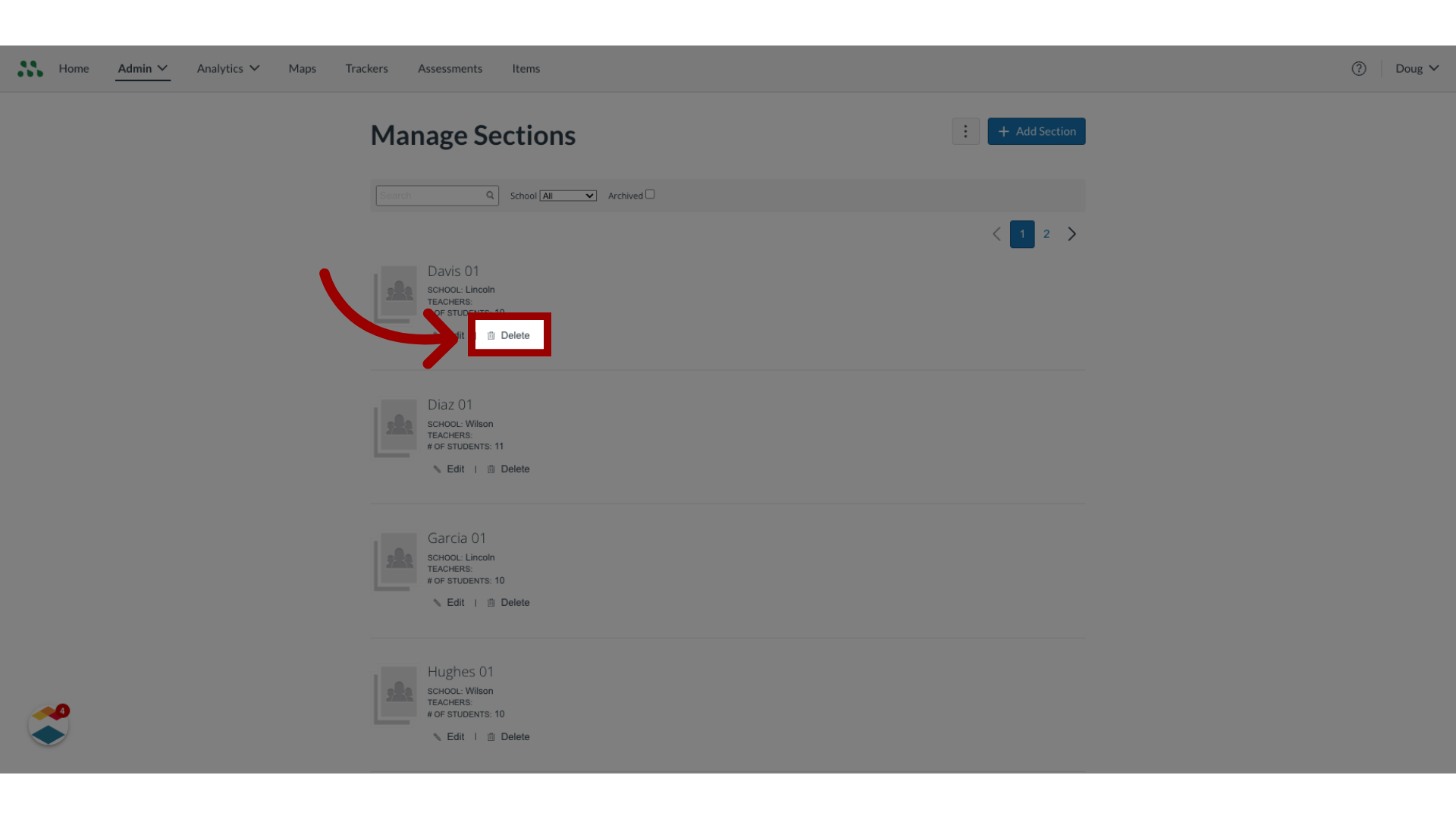 Delete Sections