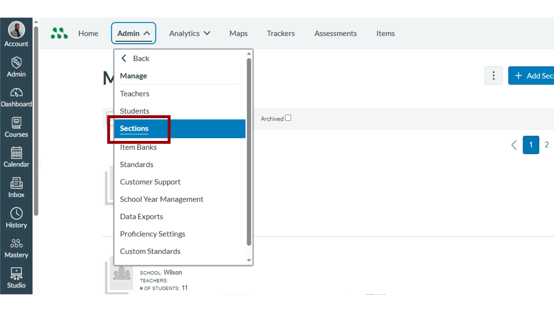 Open Manage Sections