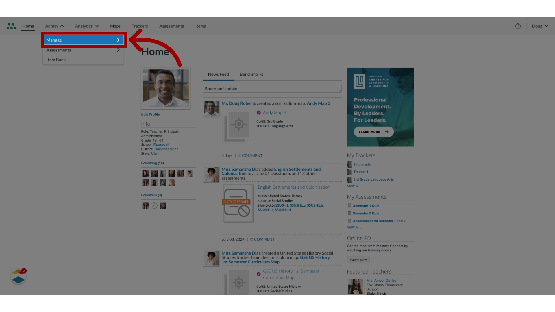 Open Manage Menu