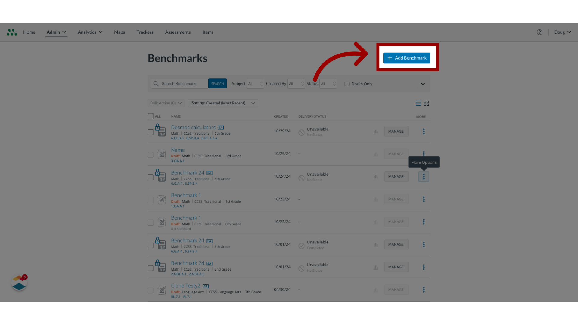 Click 'Add Benchmark'