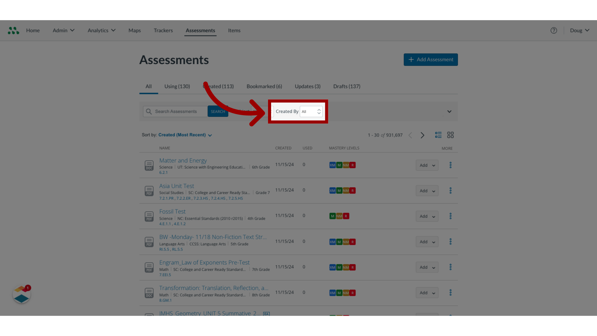 Click 'Mastery View Predictive Assessments'