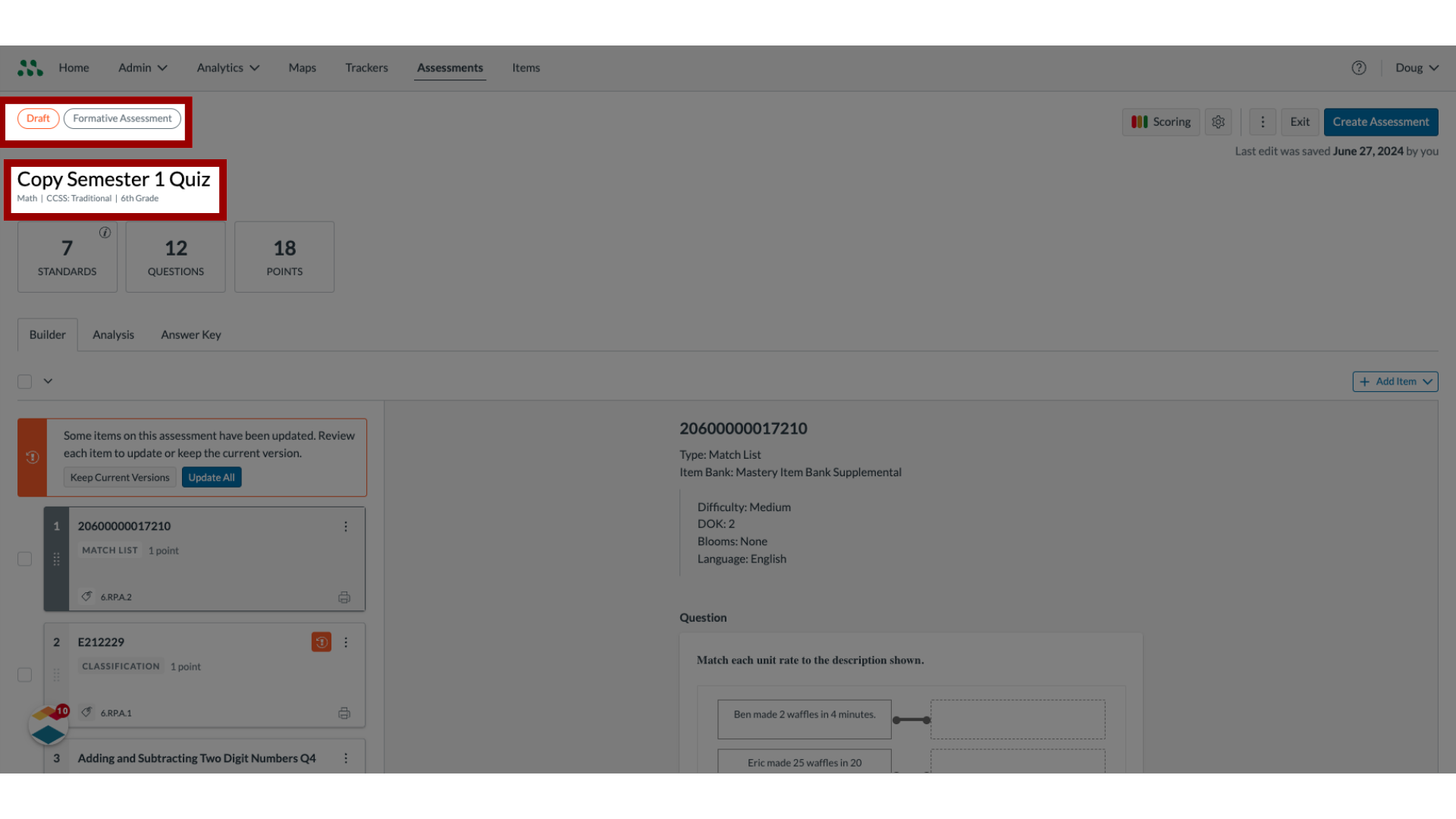 View Assessment Details