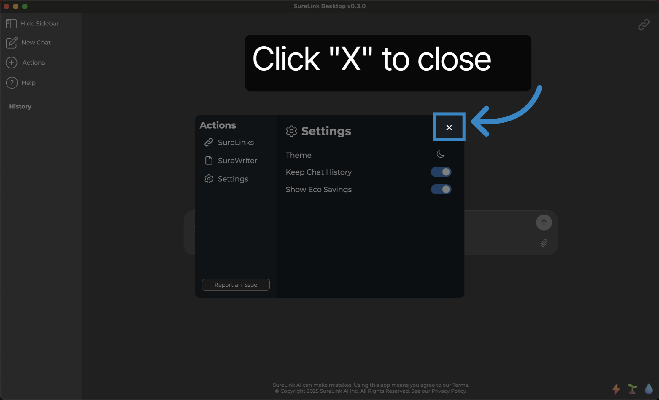 Click 'Close'