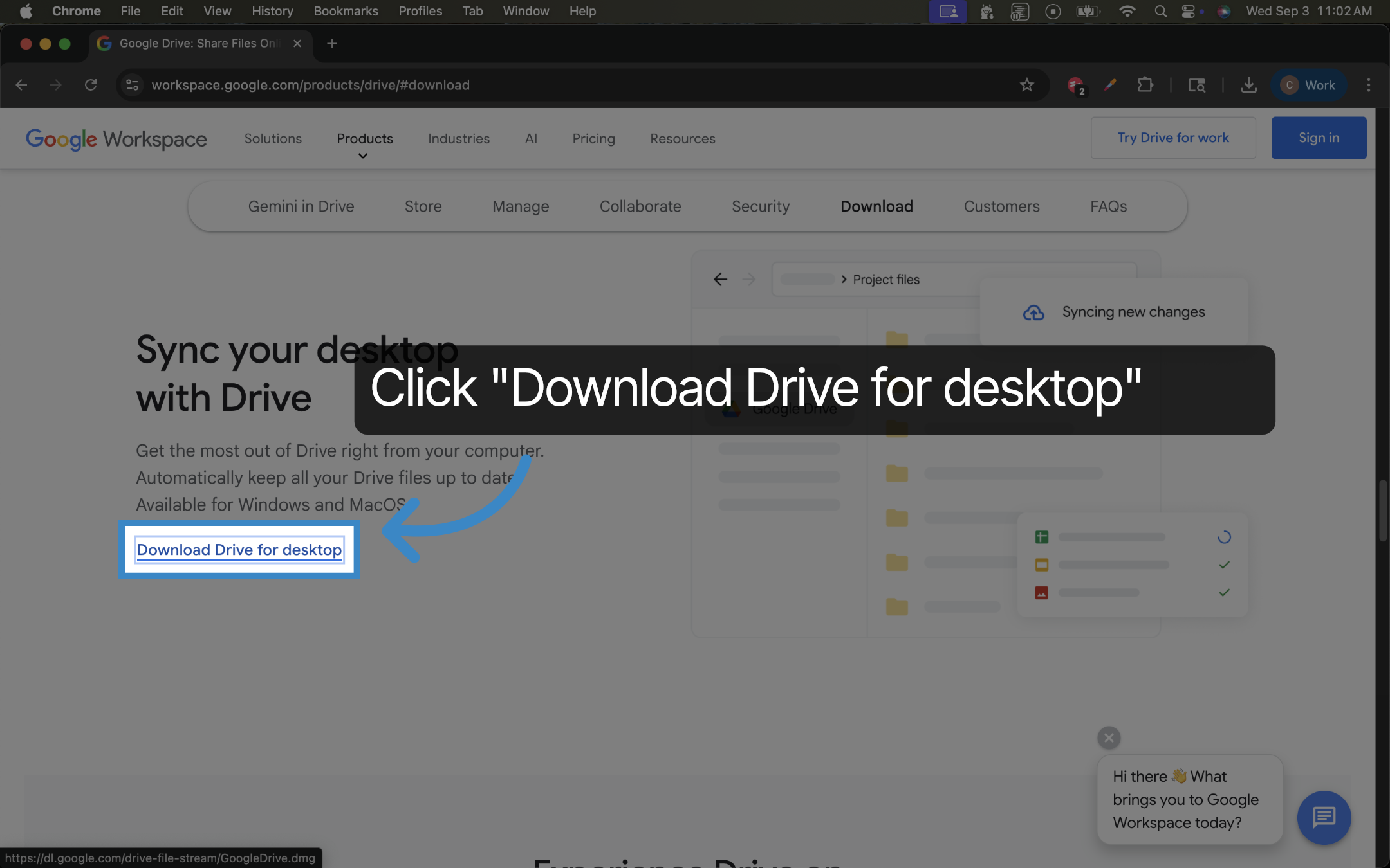 Click 'Download Drive for desktop'