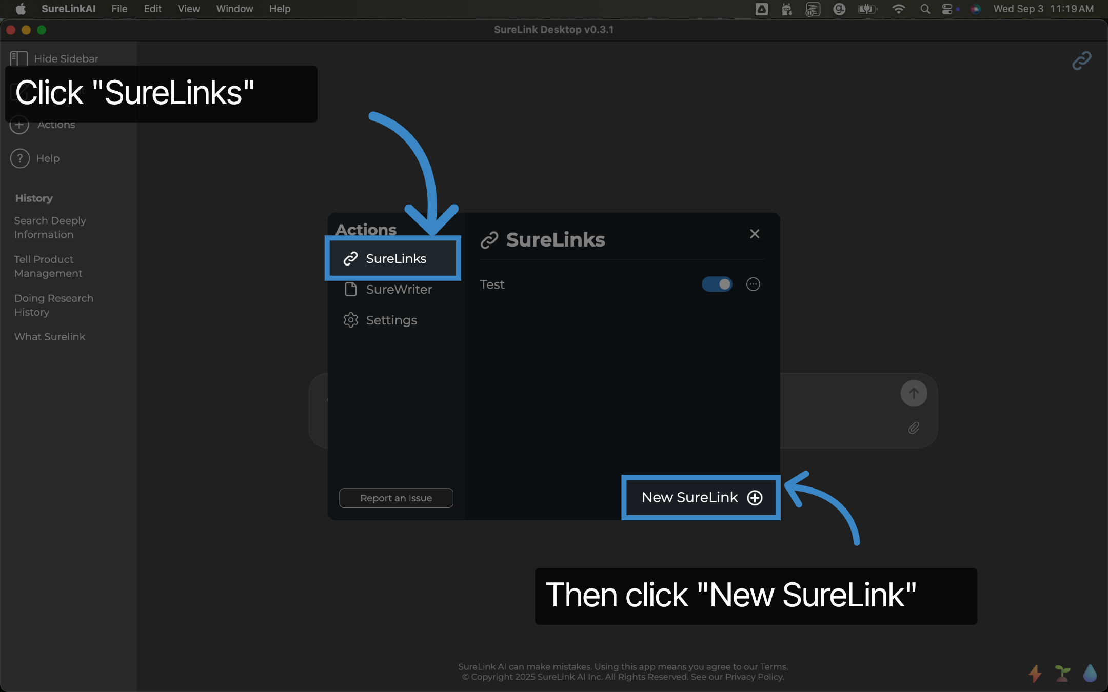 Click 'SureLinks'