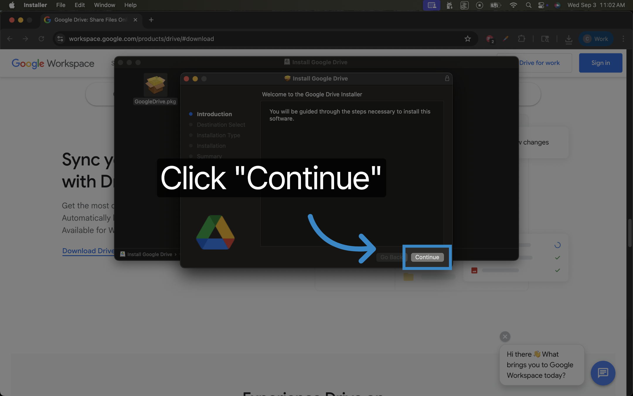Click 'Continue'