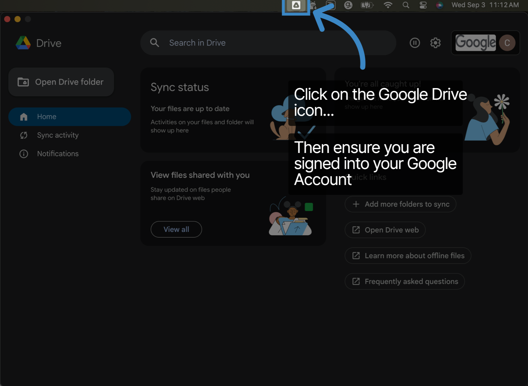Click on the Google Drive icon...
