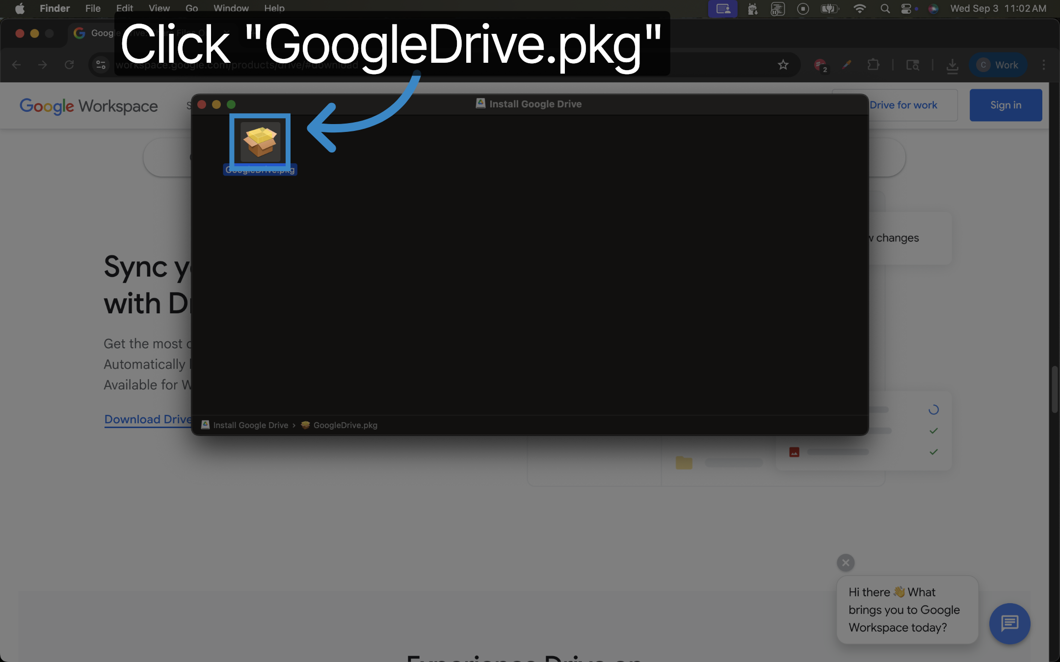 Click 'GoogleDrive.pkg'