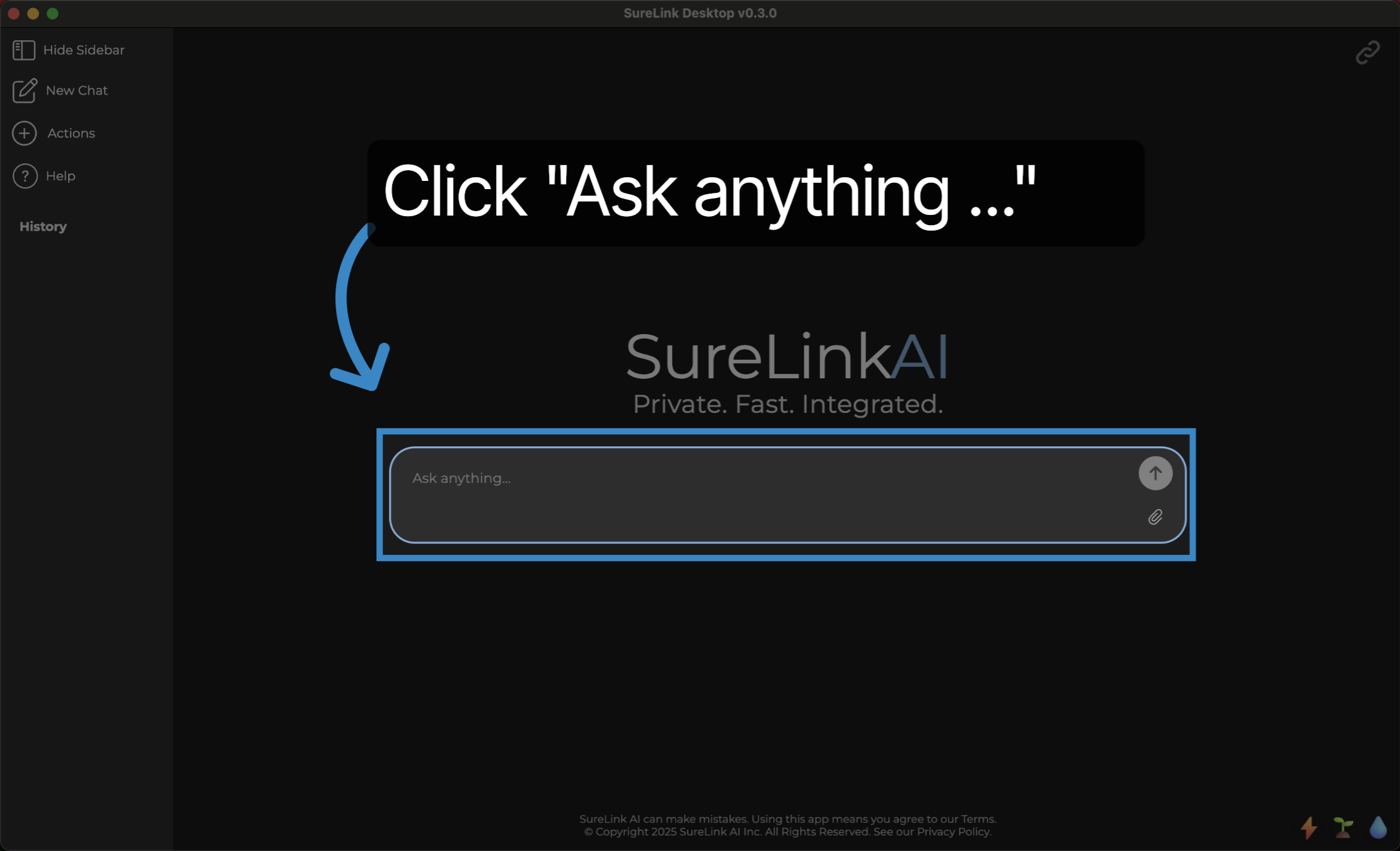Click 'Ask anything ...'