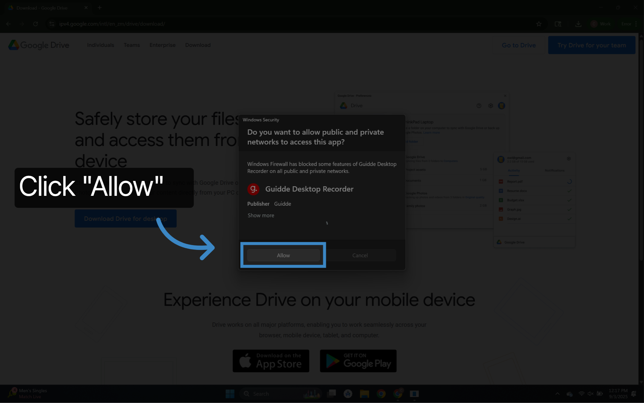 Click 'Allow'