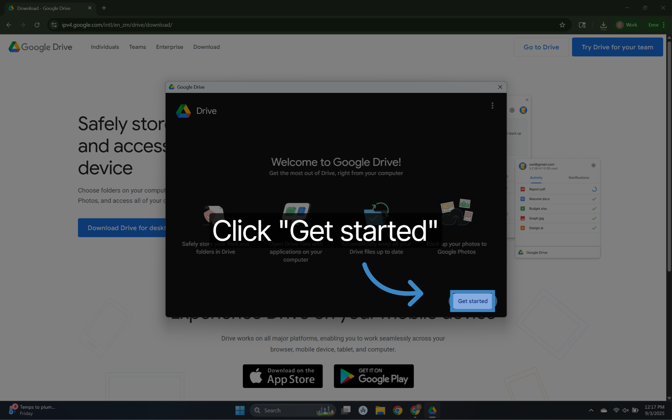 Click 'Get started'