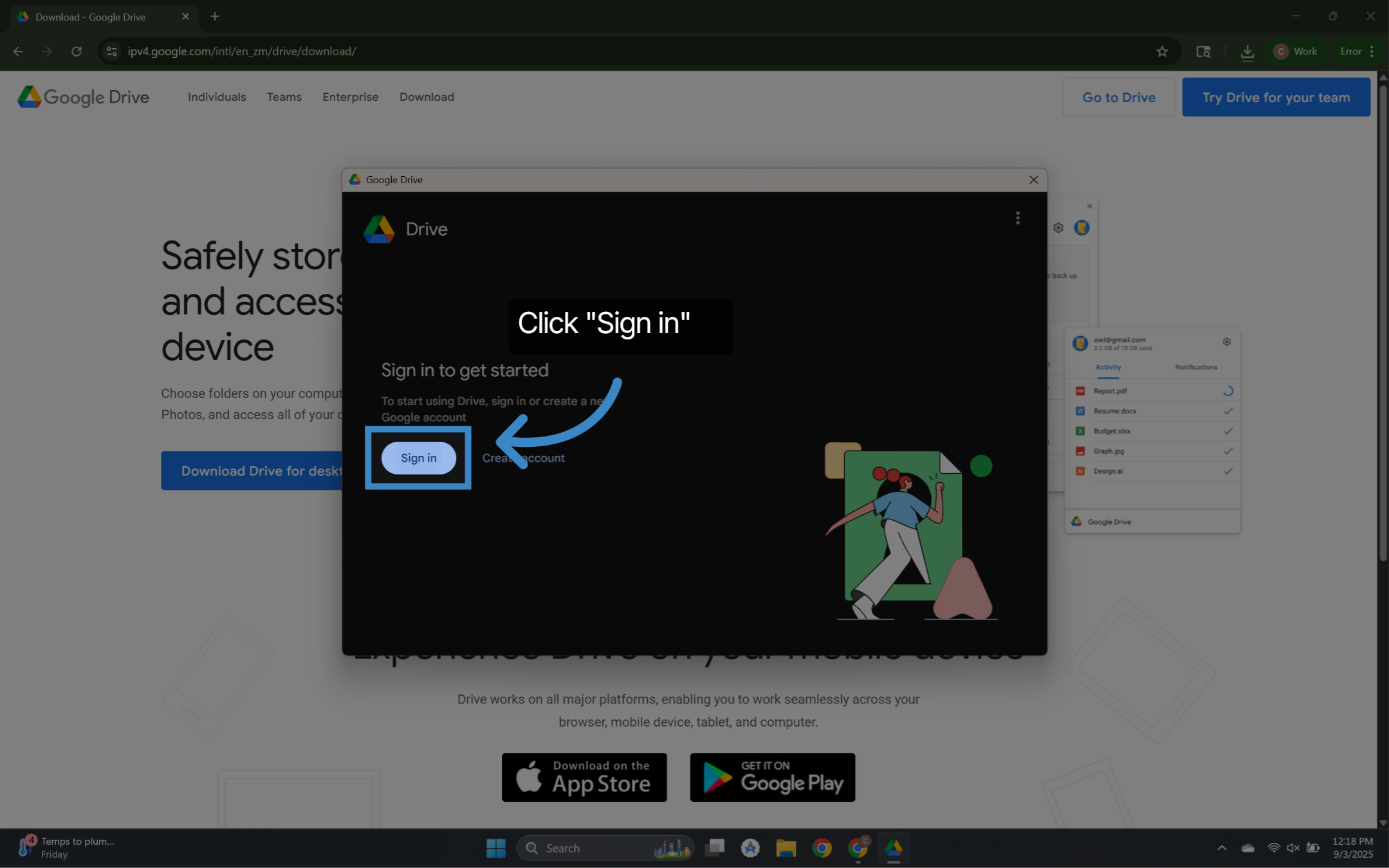 Click 'Sign in'