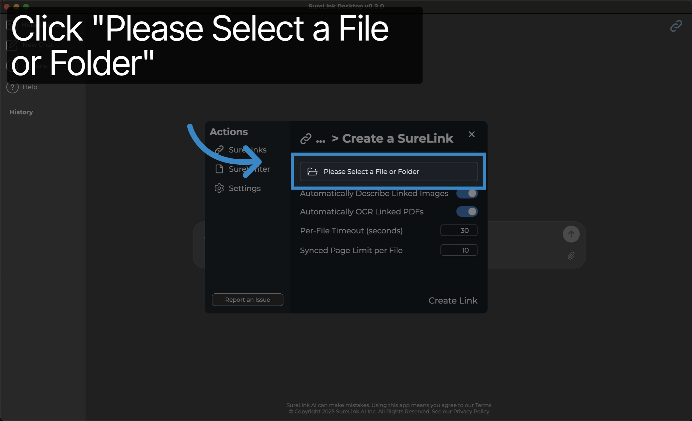 Click 'Please Select a File or Folder'