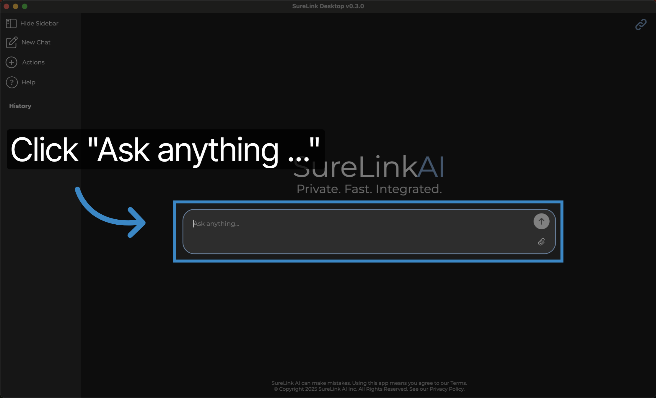 Click 'Ask anything ...'