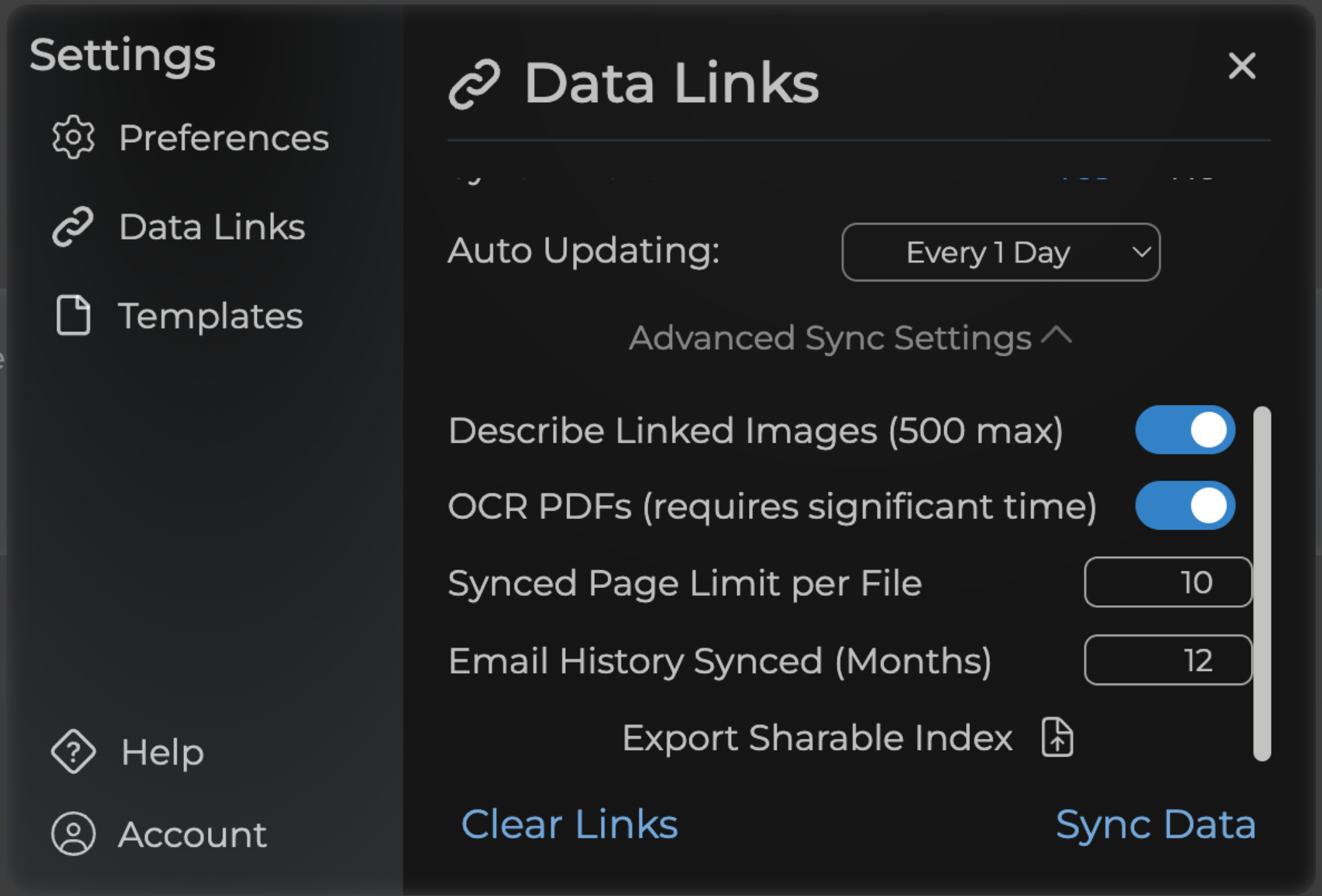 Advanced Sync Setting