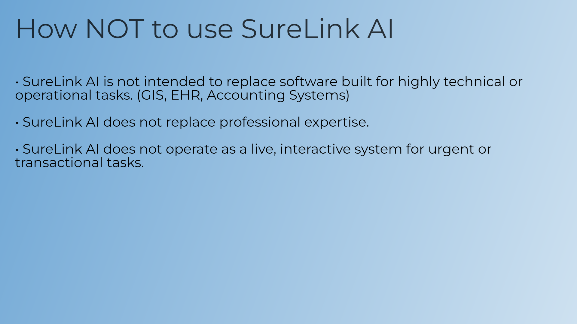 How not to use SureLink AI