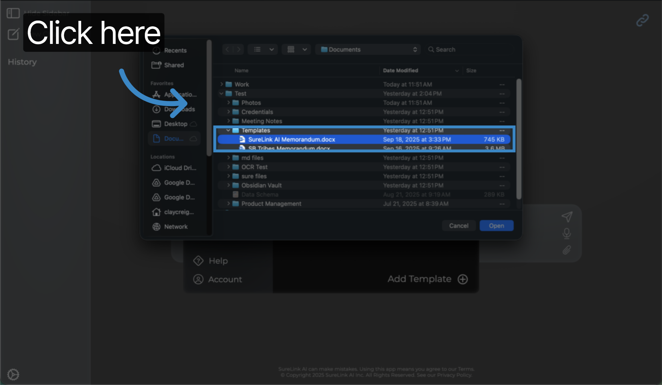 Choose a Template file