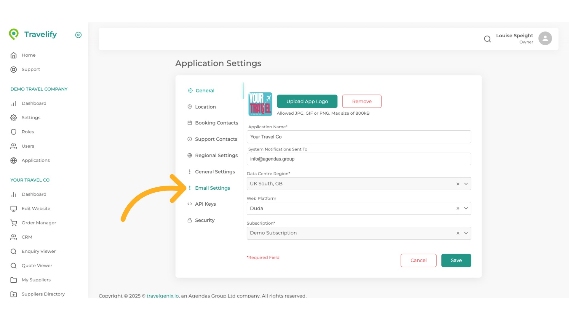 Click 'Email Settings'