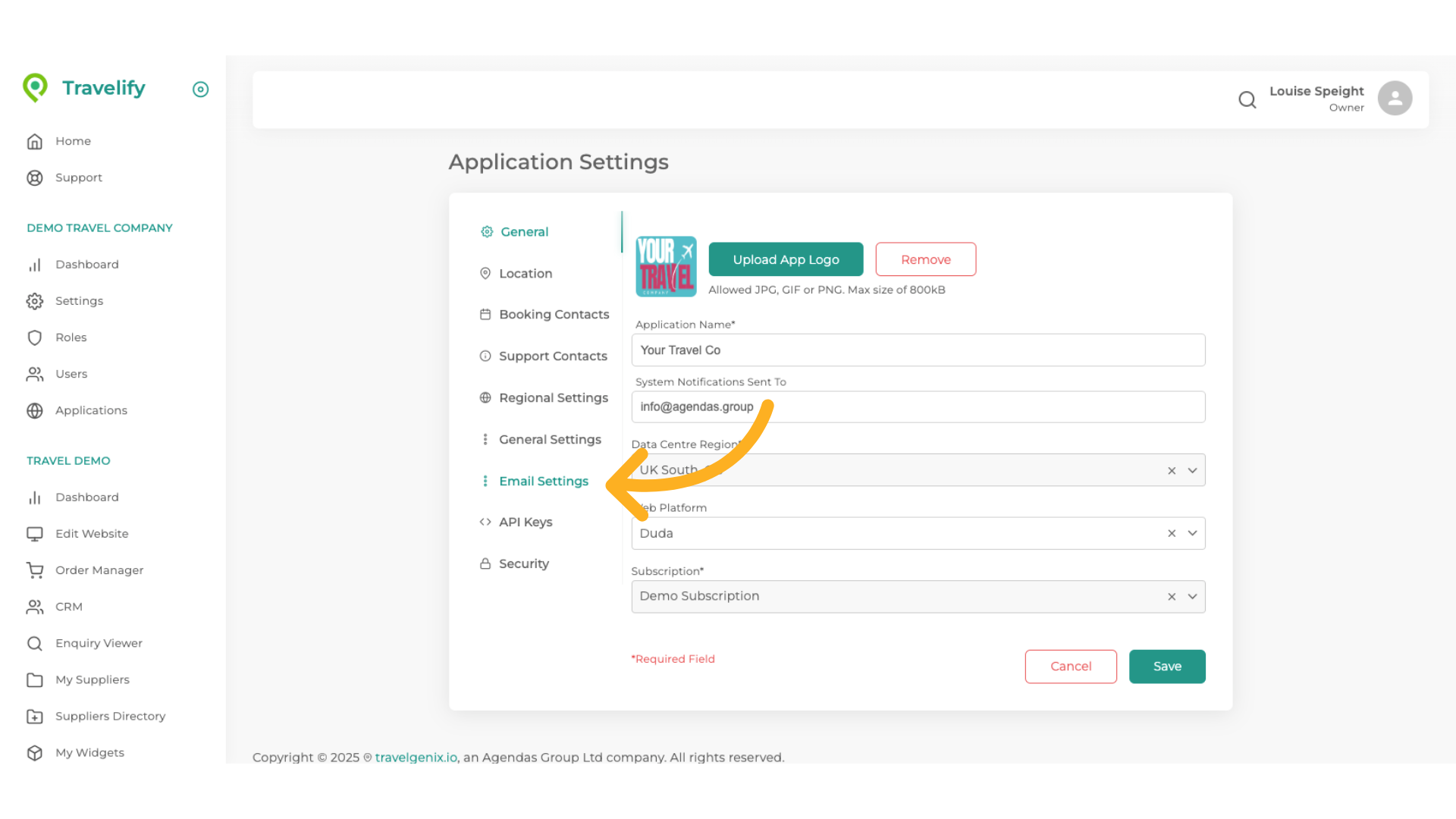 Click 'Email Settings'
