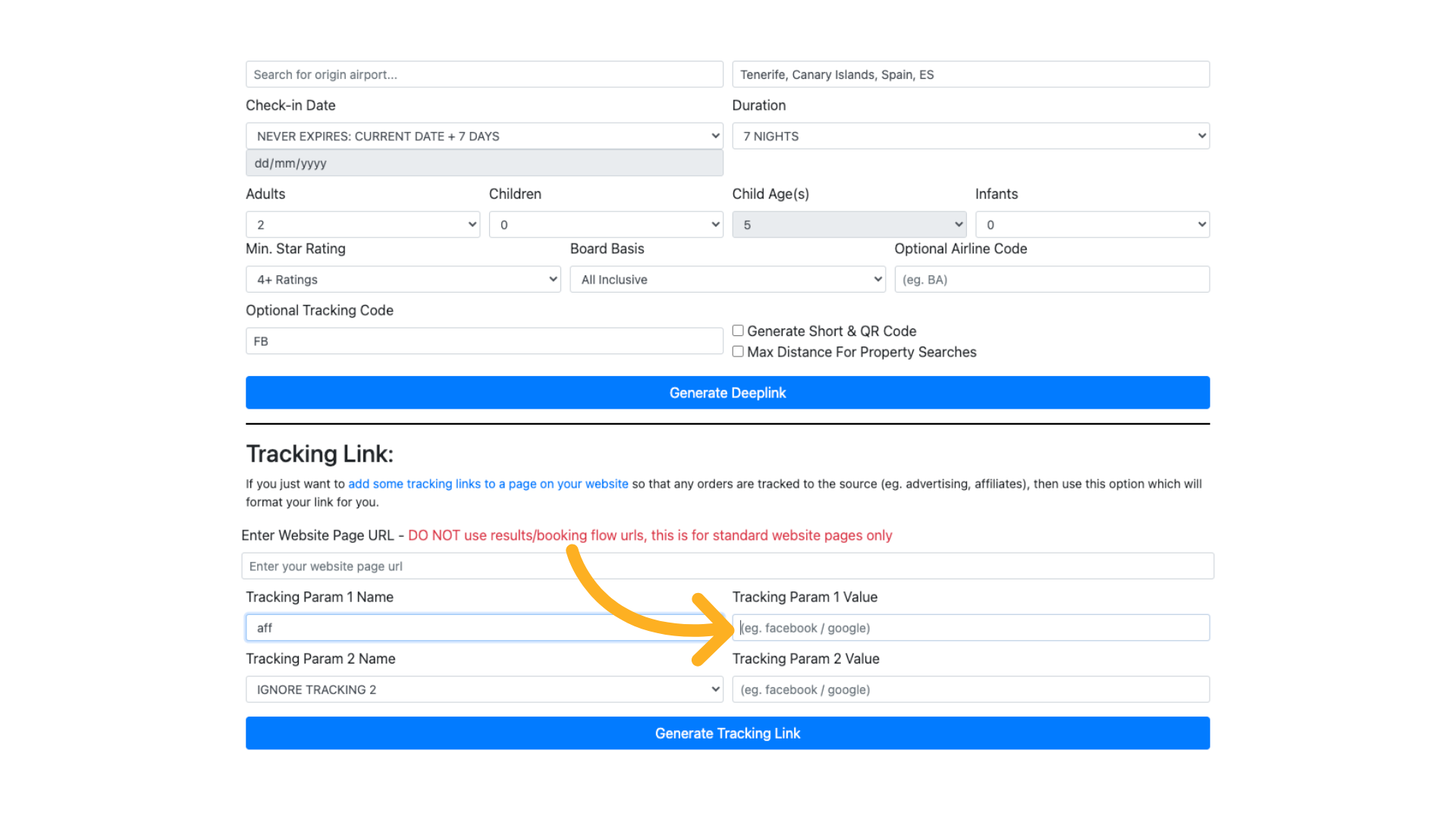 Here you would enter the name of the person you want to assign the link to so you can track their orders