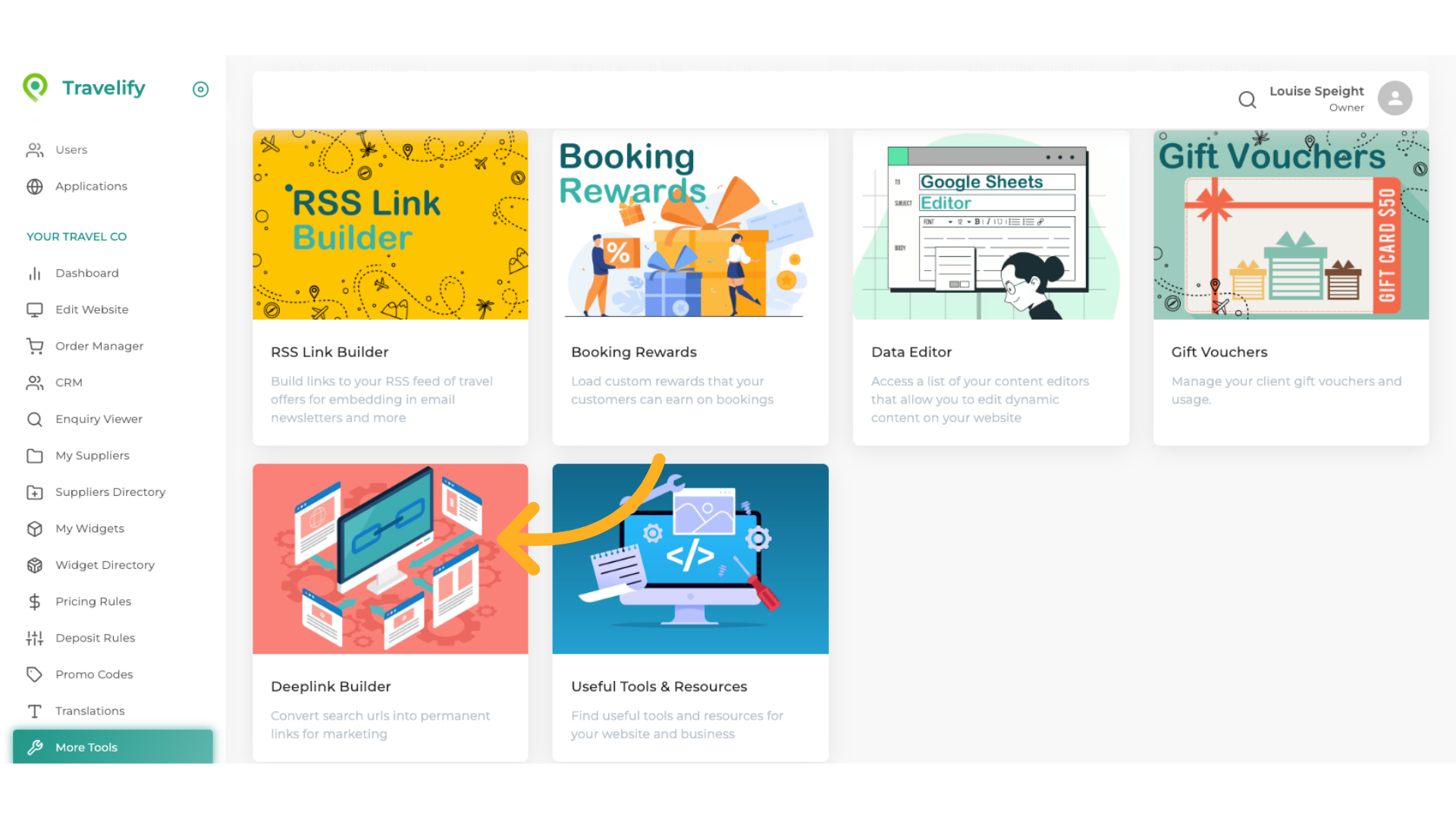 Select the Deeplink Builder tool