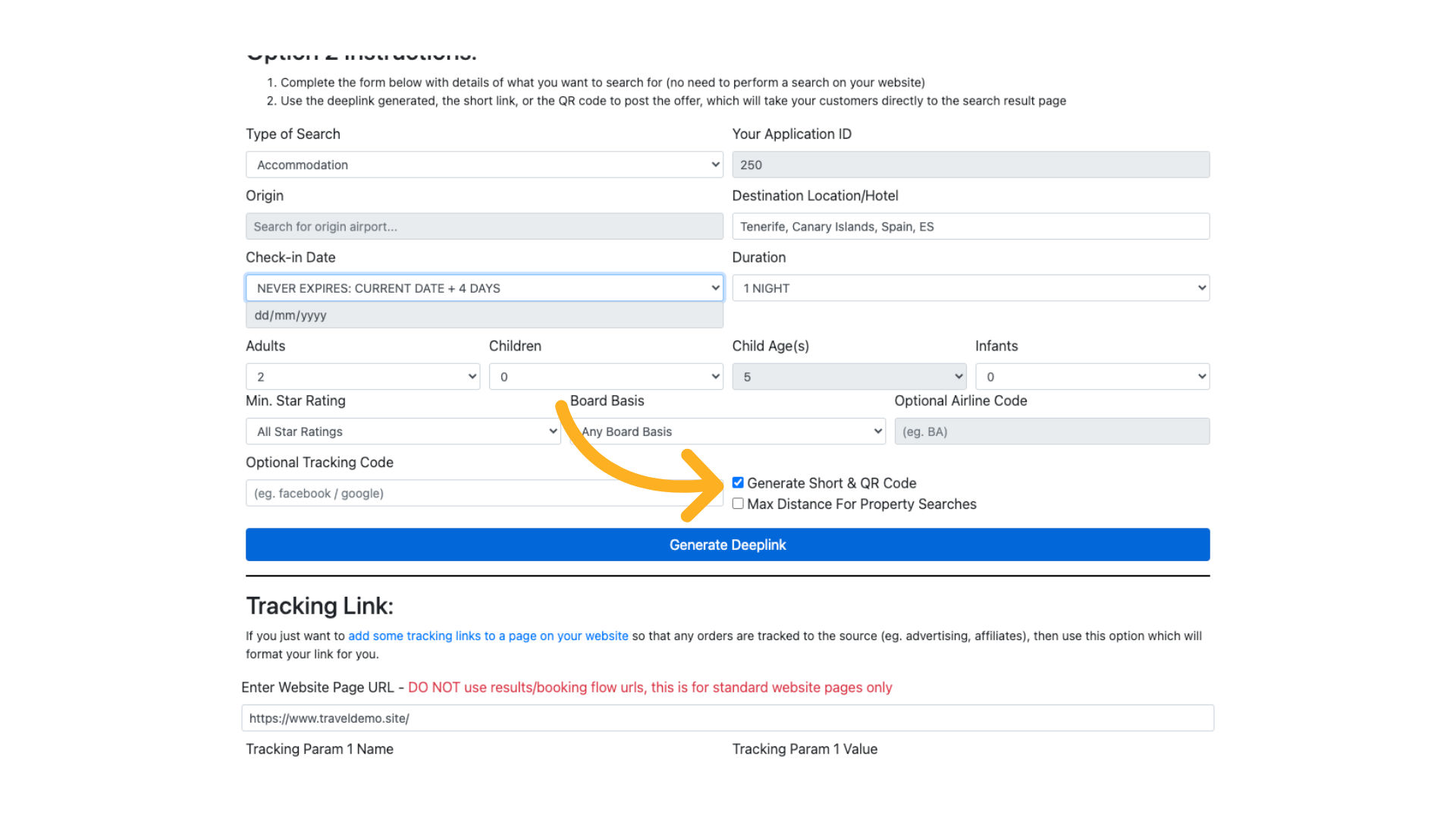 If you check this button before you Generate Deeplink you can create a Short Code and QR code that may be easier top share